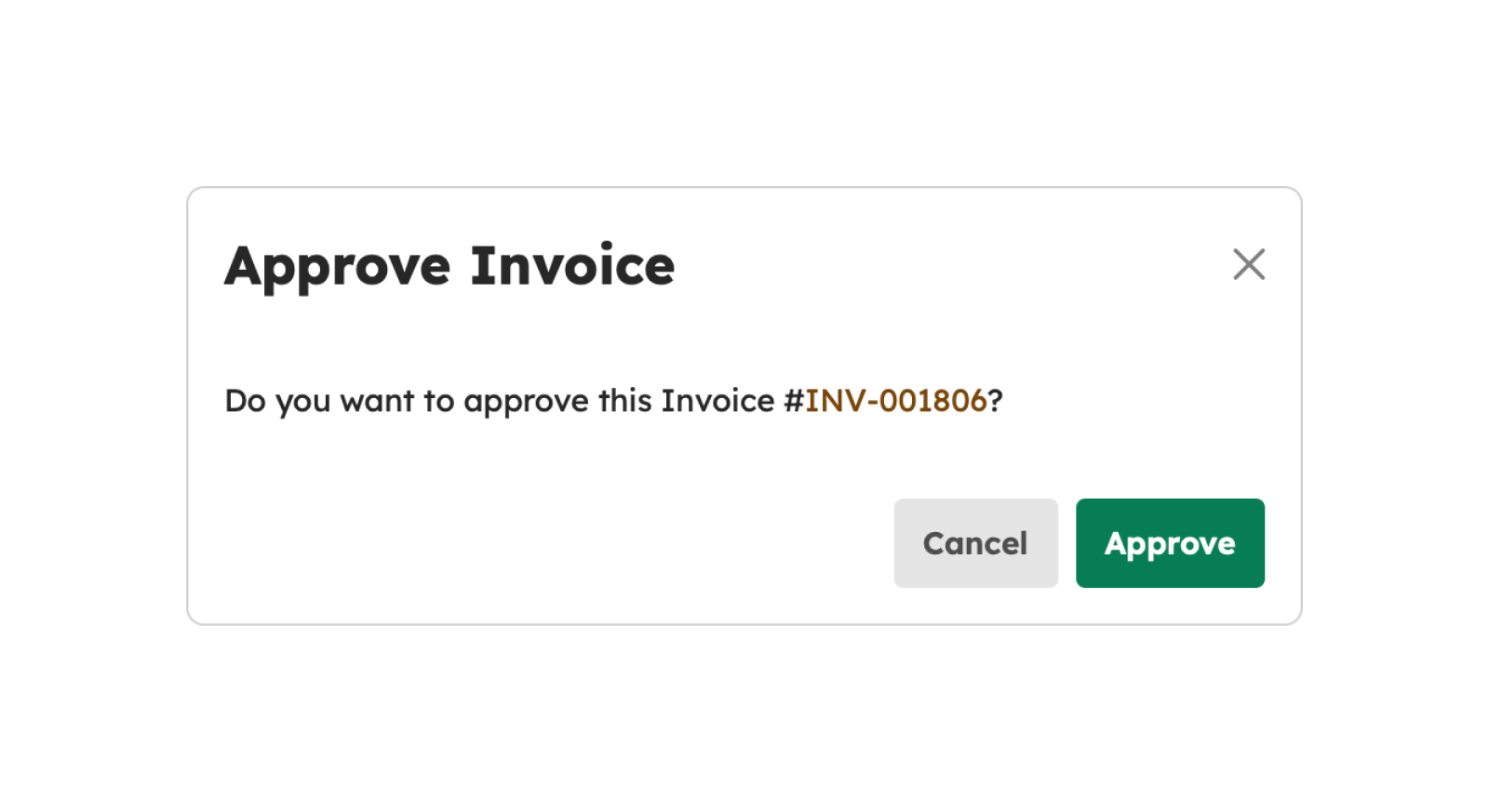 Approve Invoice modal