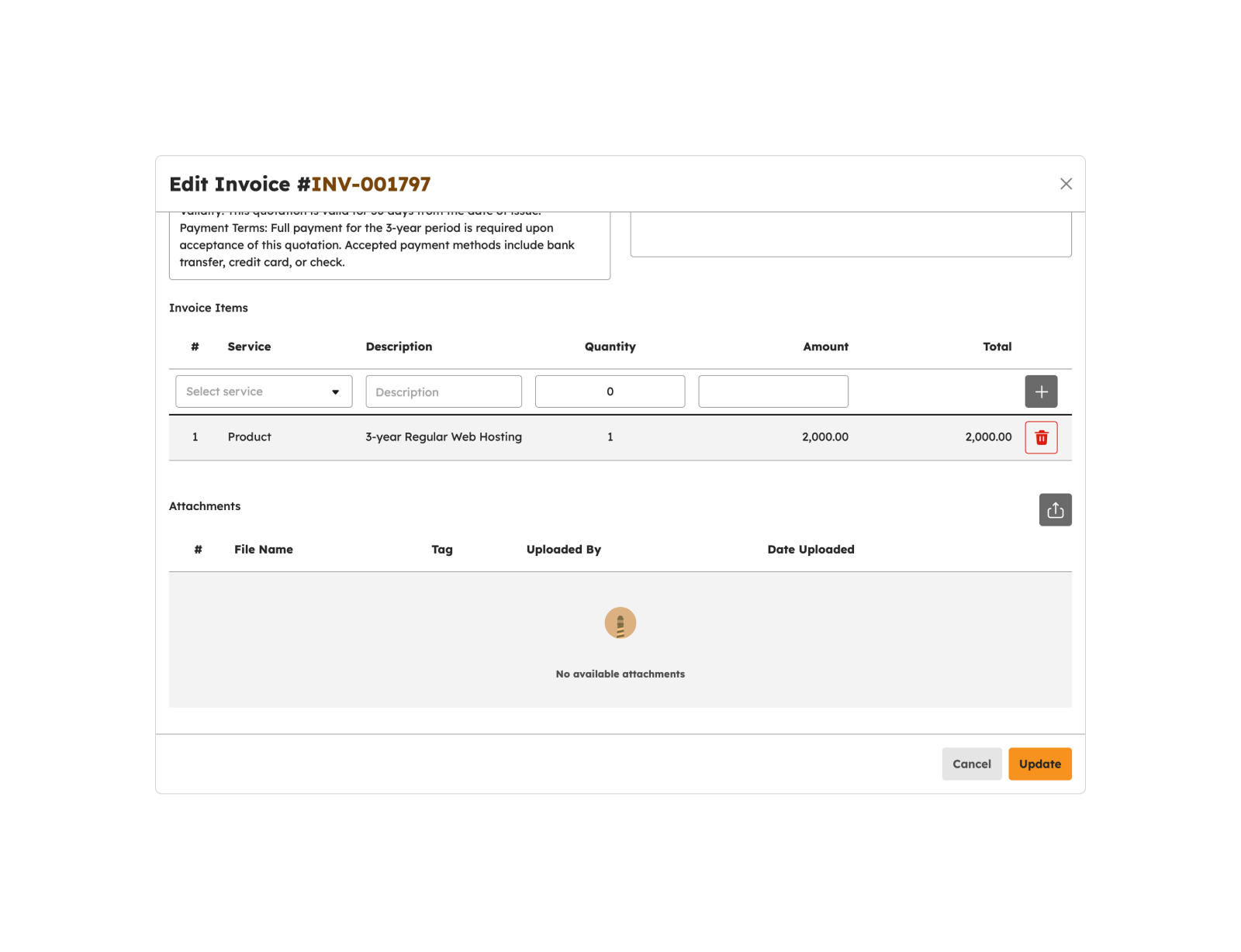 Edit Invoice modal