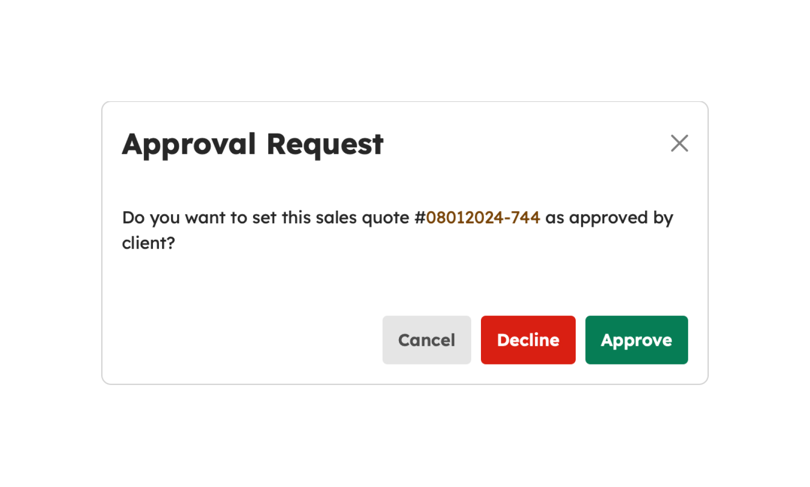 Approve Sales Quote modal