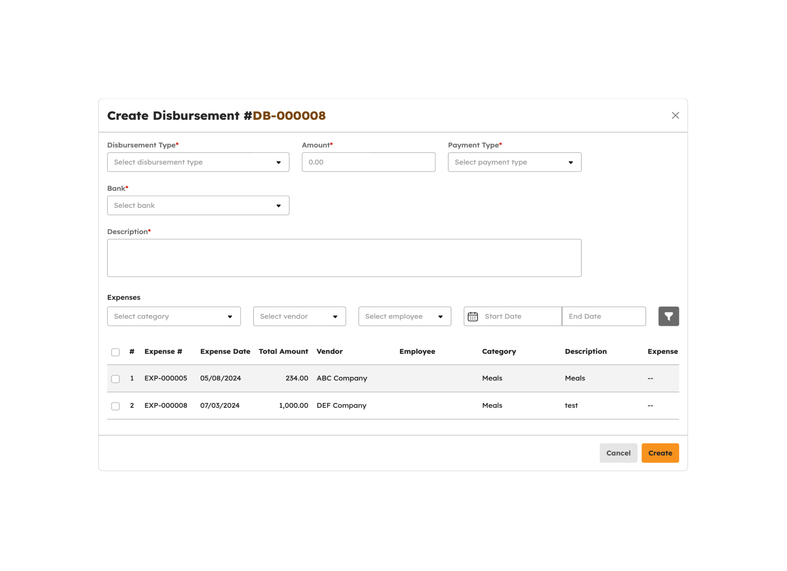 Create Customer modal