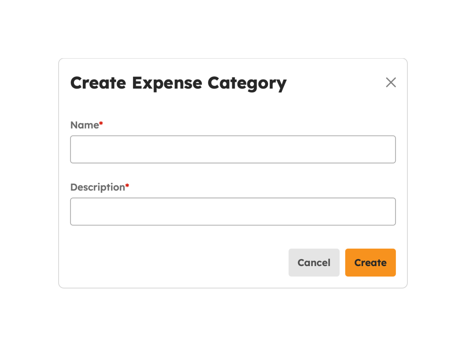 Creating an Expense Category modal