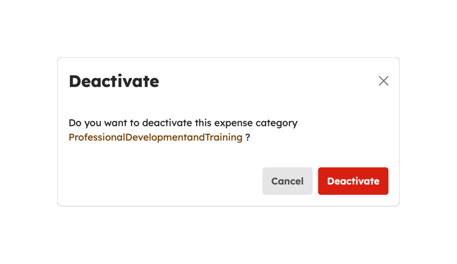 Deactivating an Expense Category