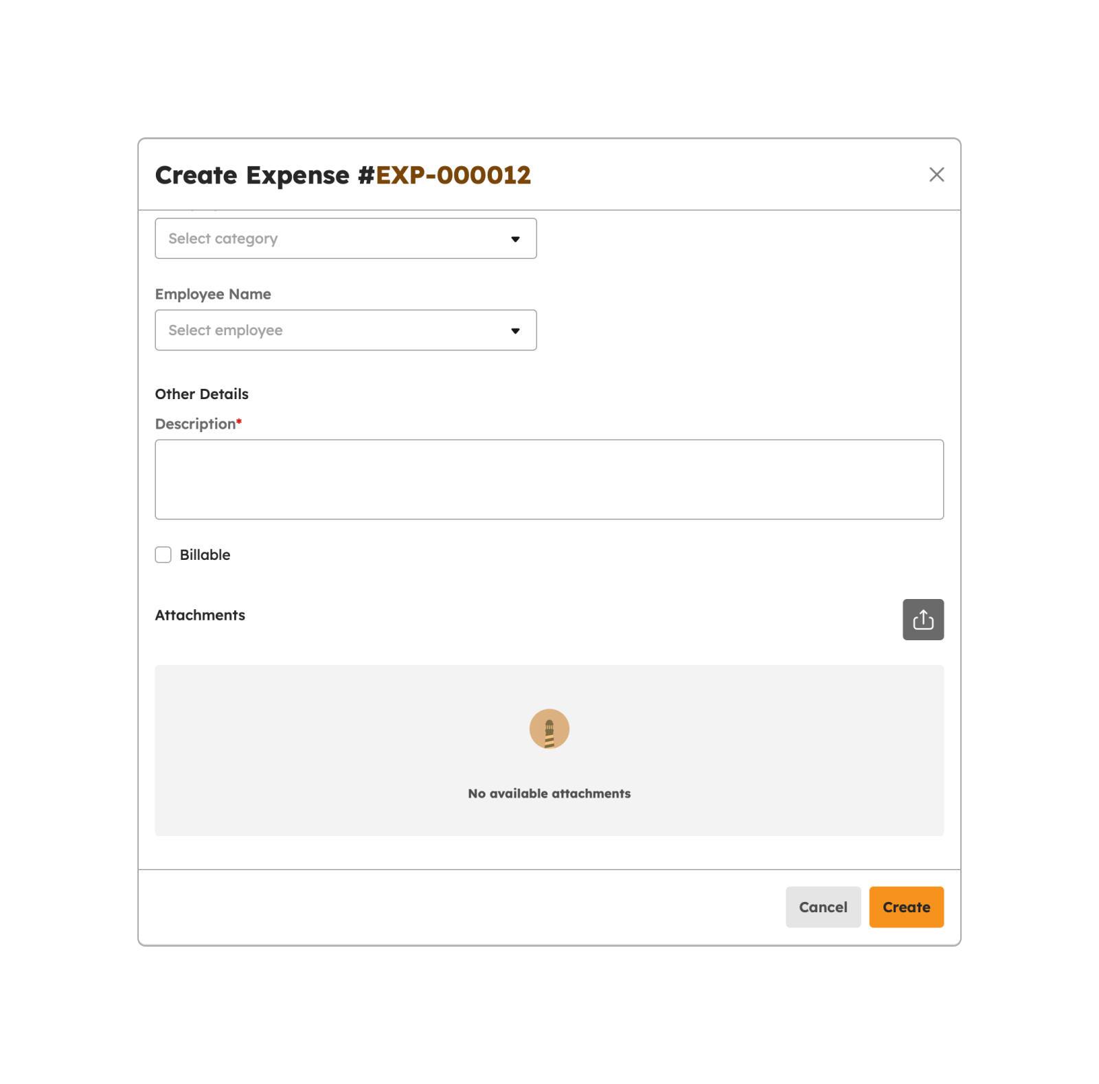 Creating a Regular Expense Item modal