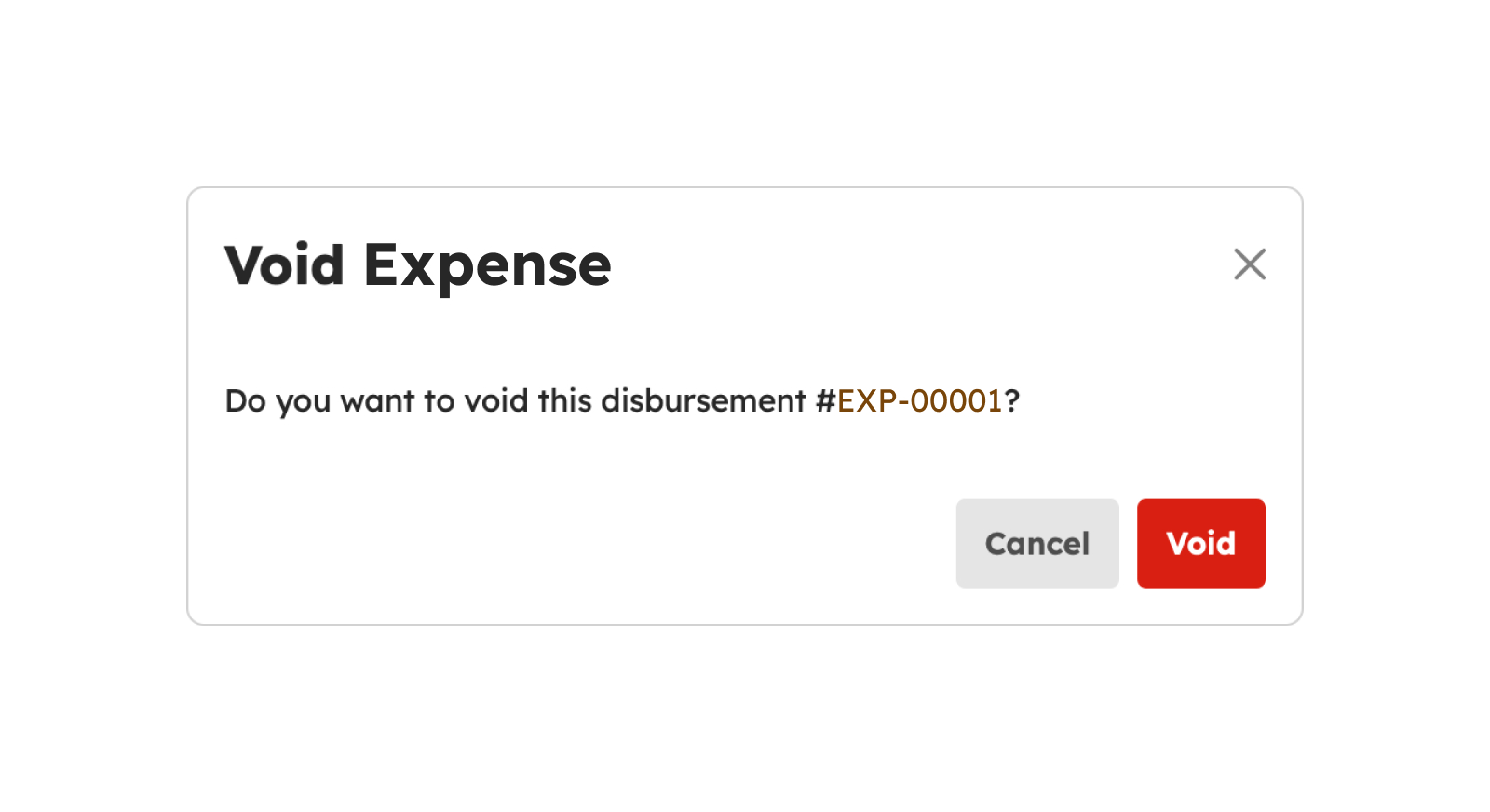 Void Expense modal