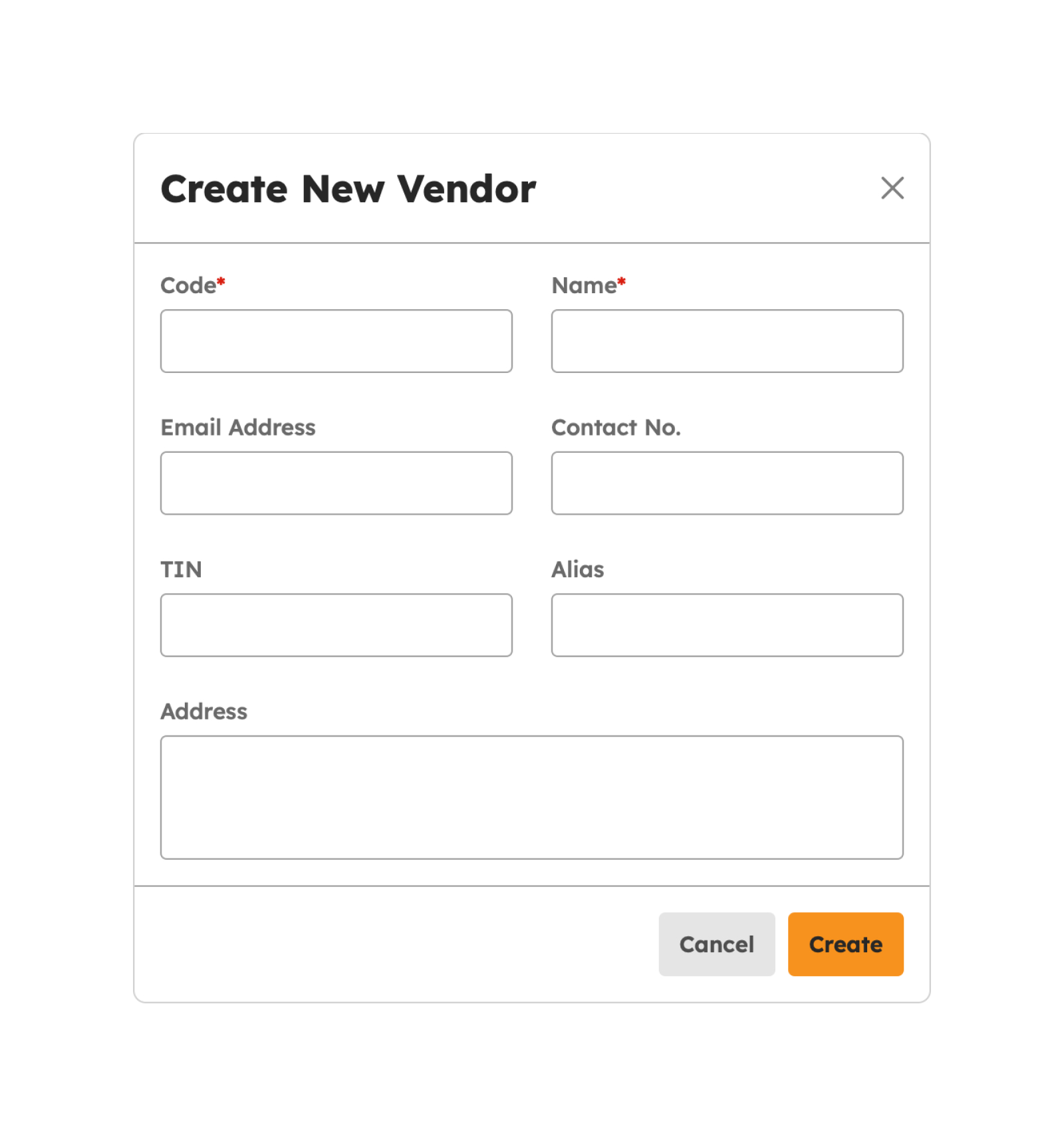 Creating Vendor Directories modal