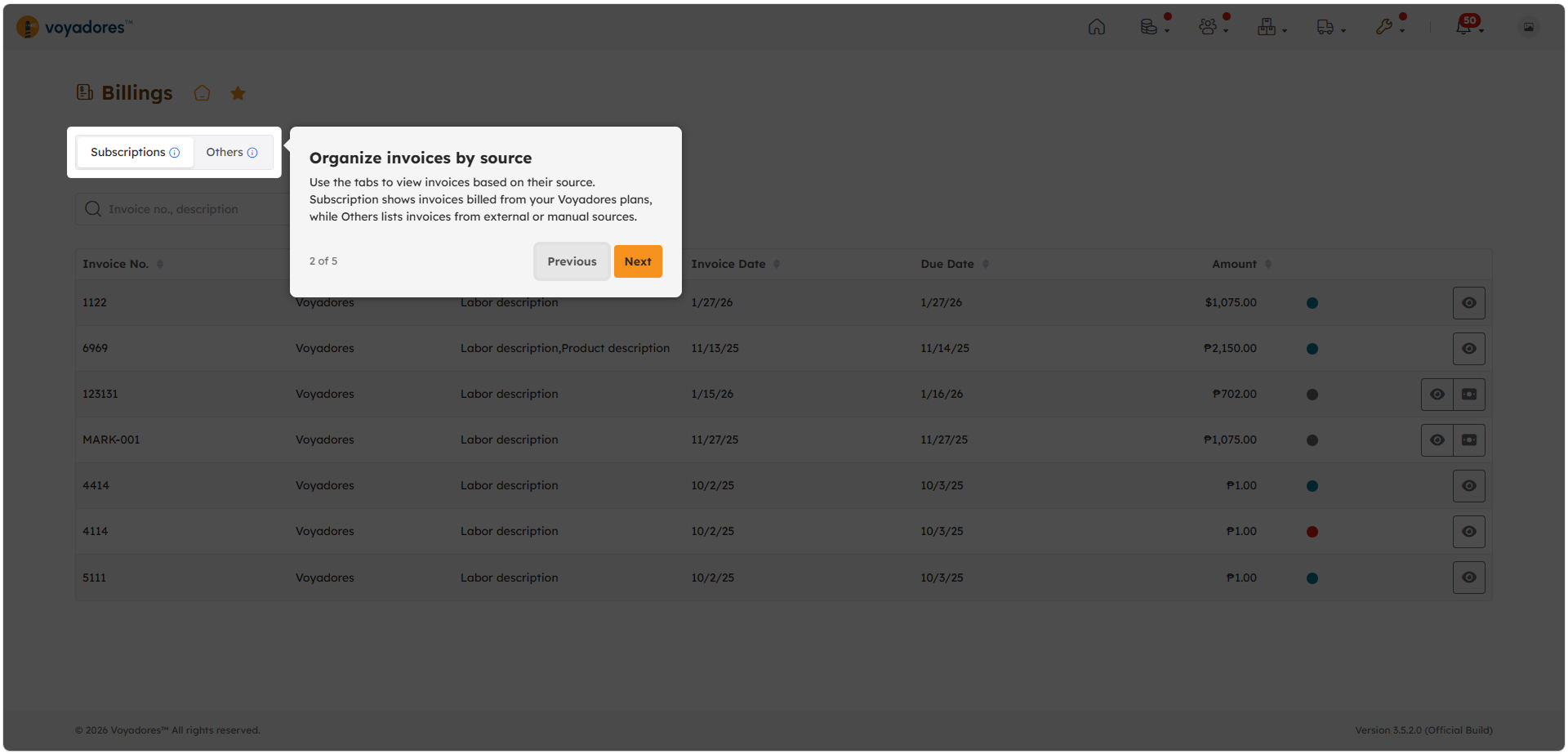 Organize invoices