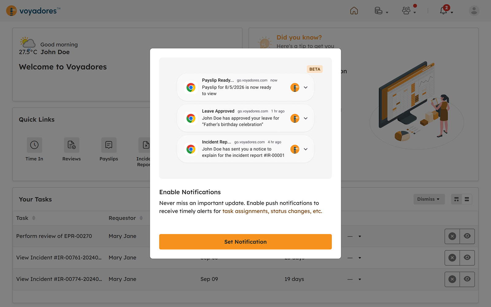 Enable Notifications dialog