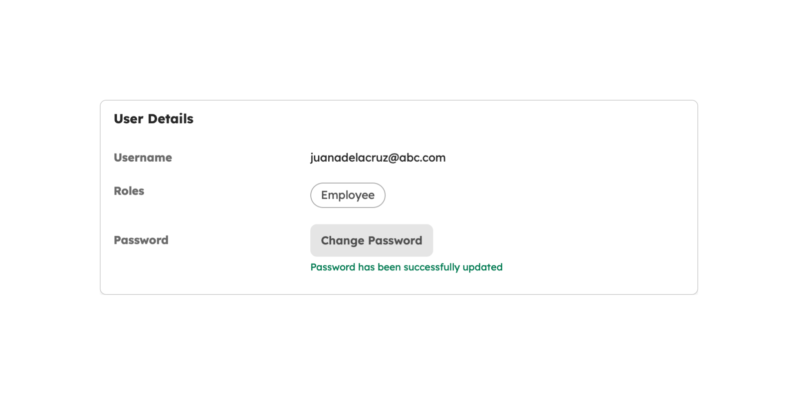 Change Password success