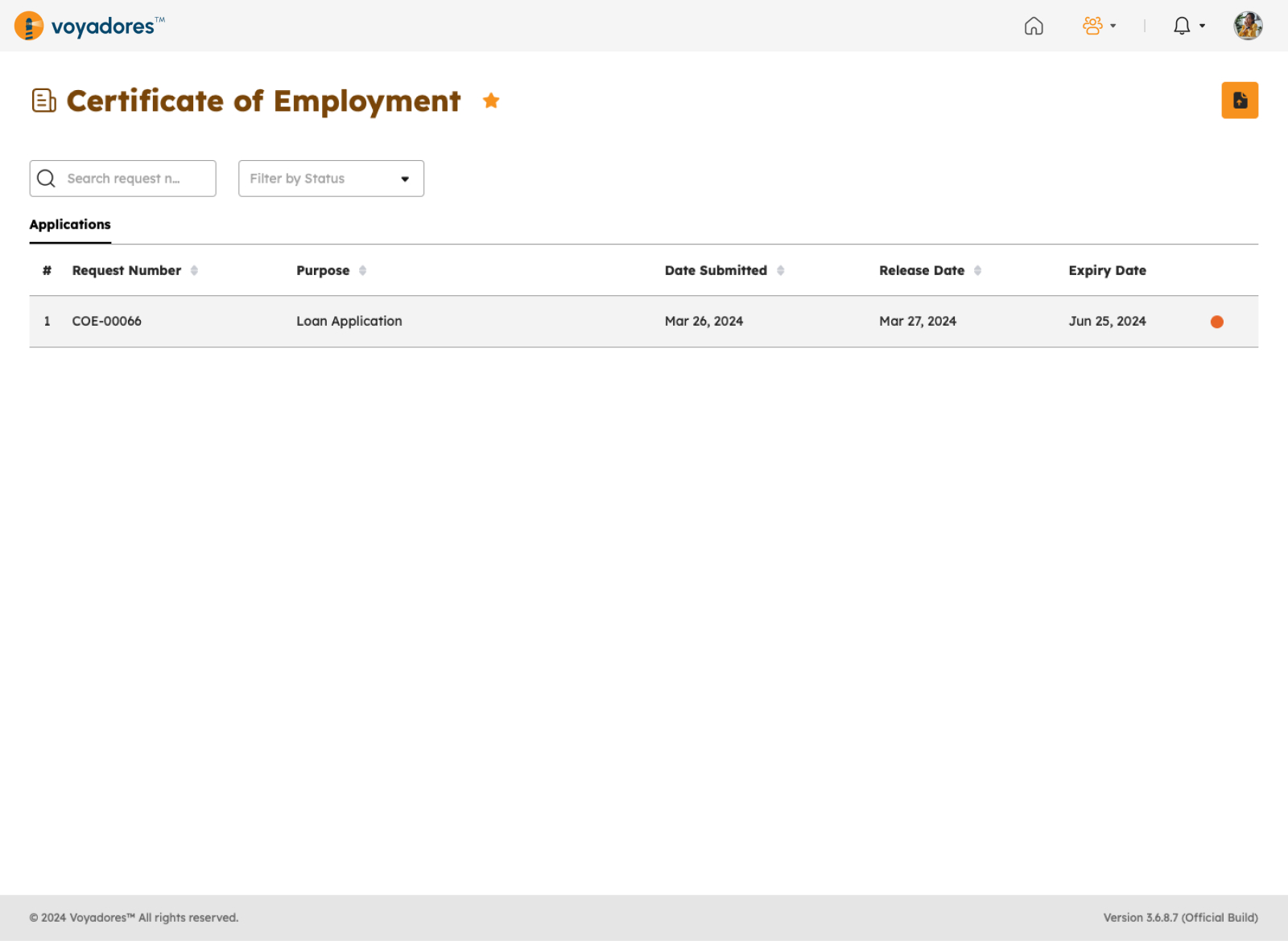 Certificate of Employment page