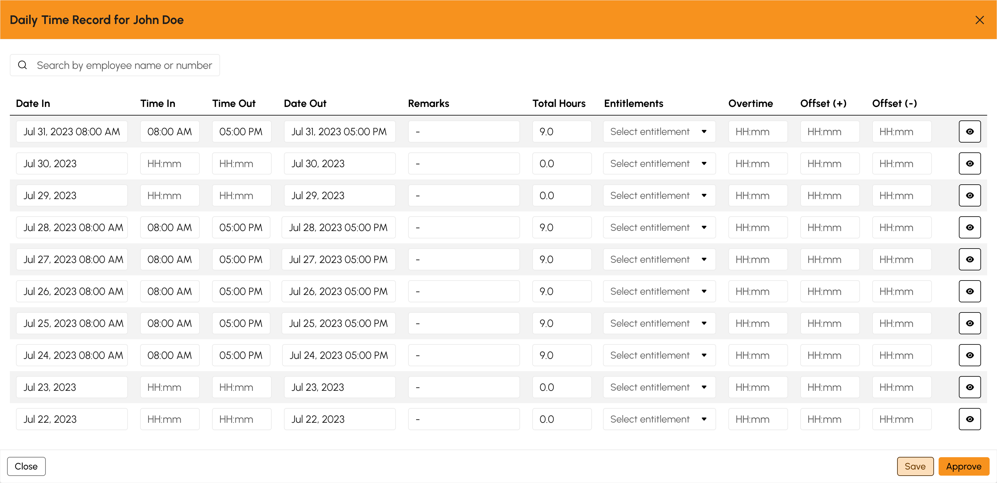 Edit Payroll modal