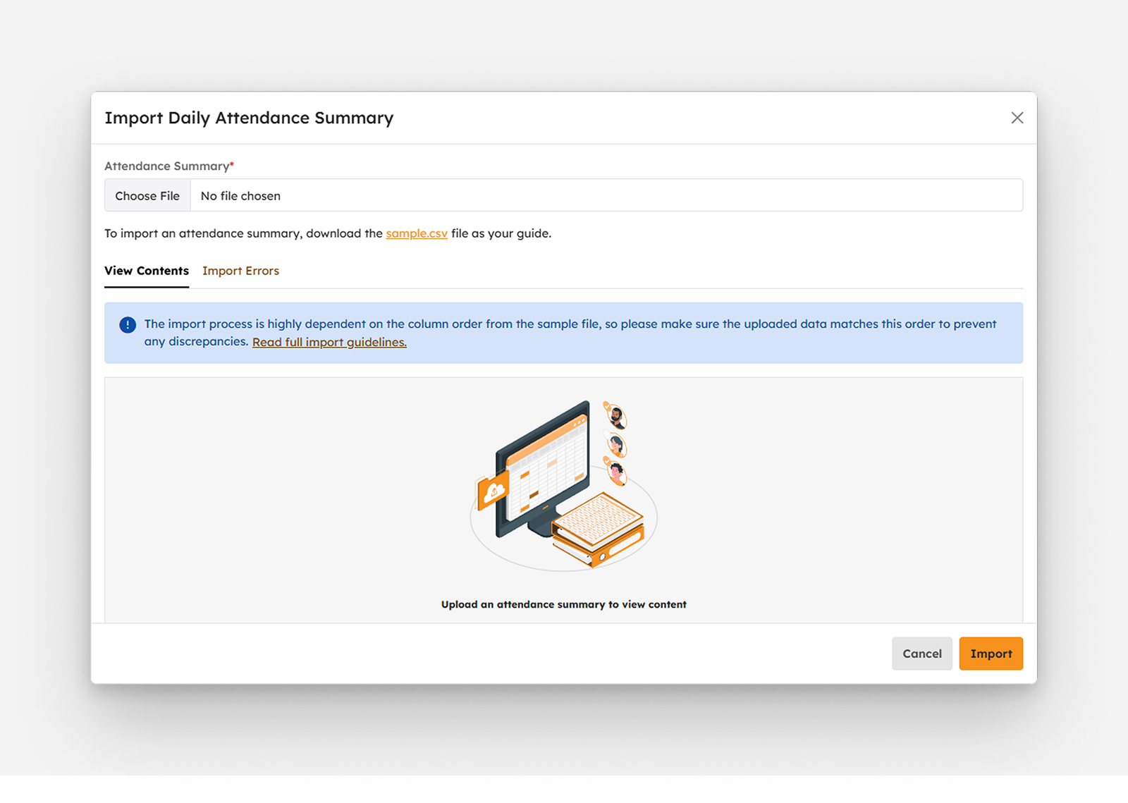 Import DTRs modal