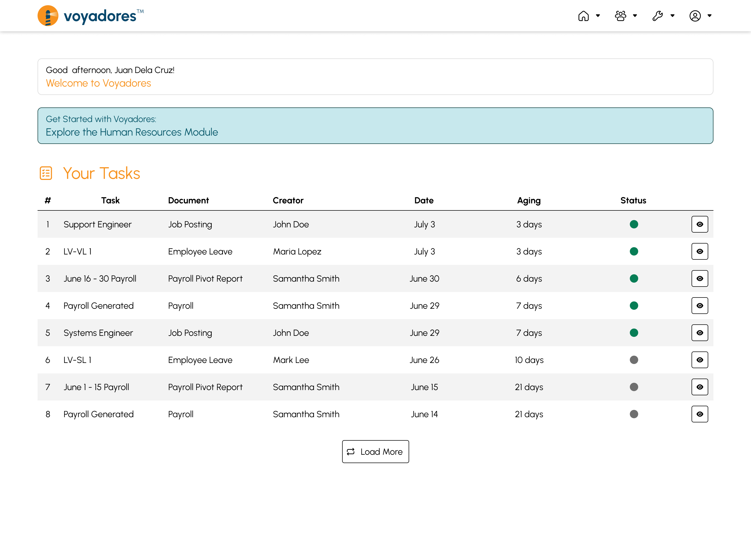 Voyadores dashboard