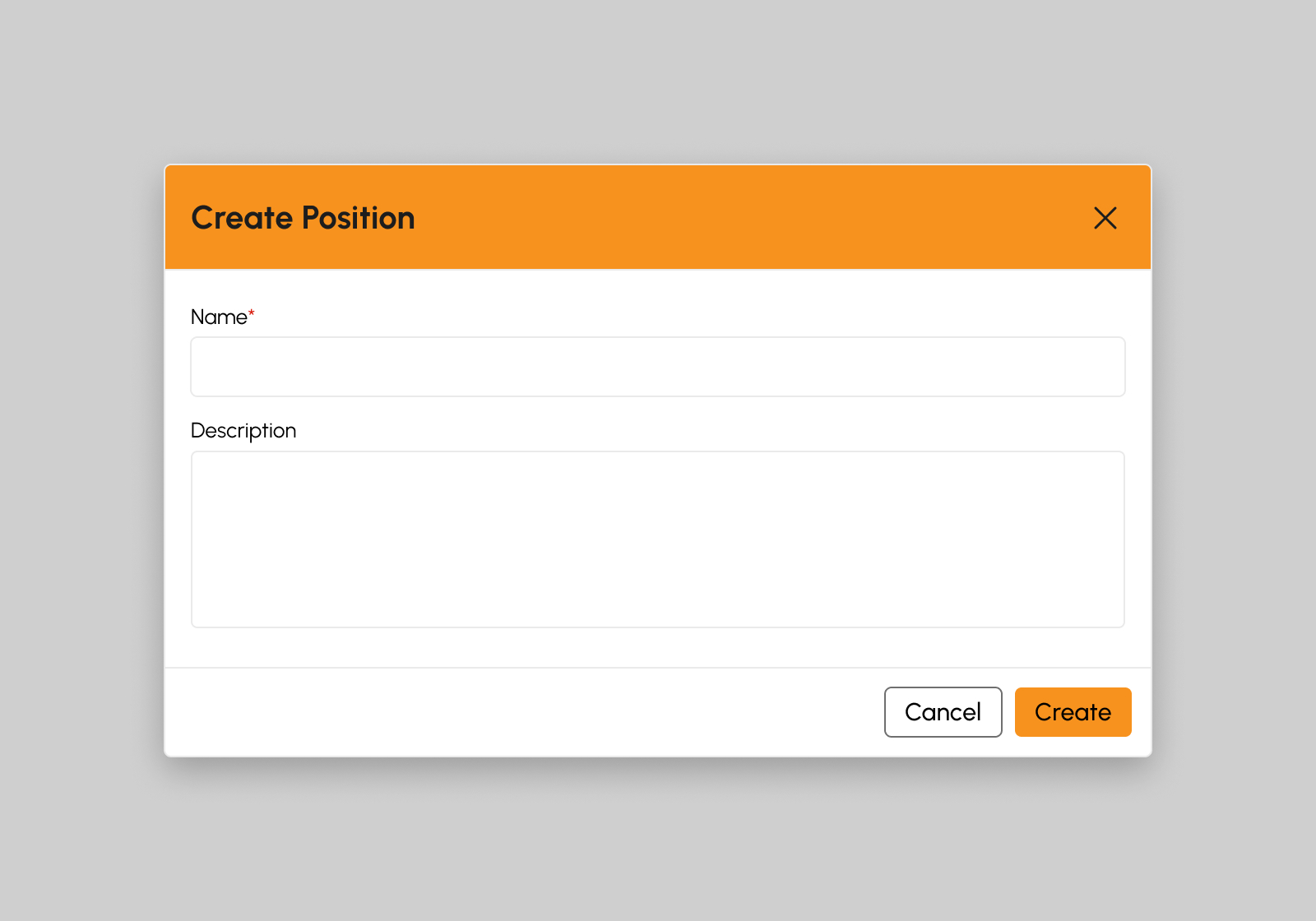 Create Employee Position modal