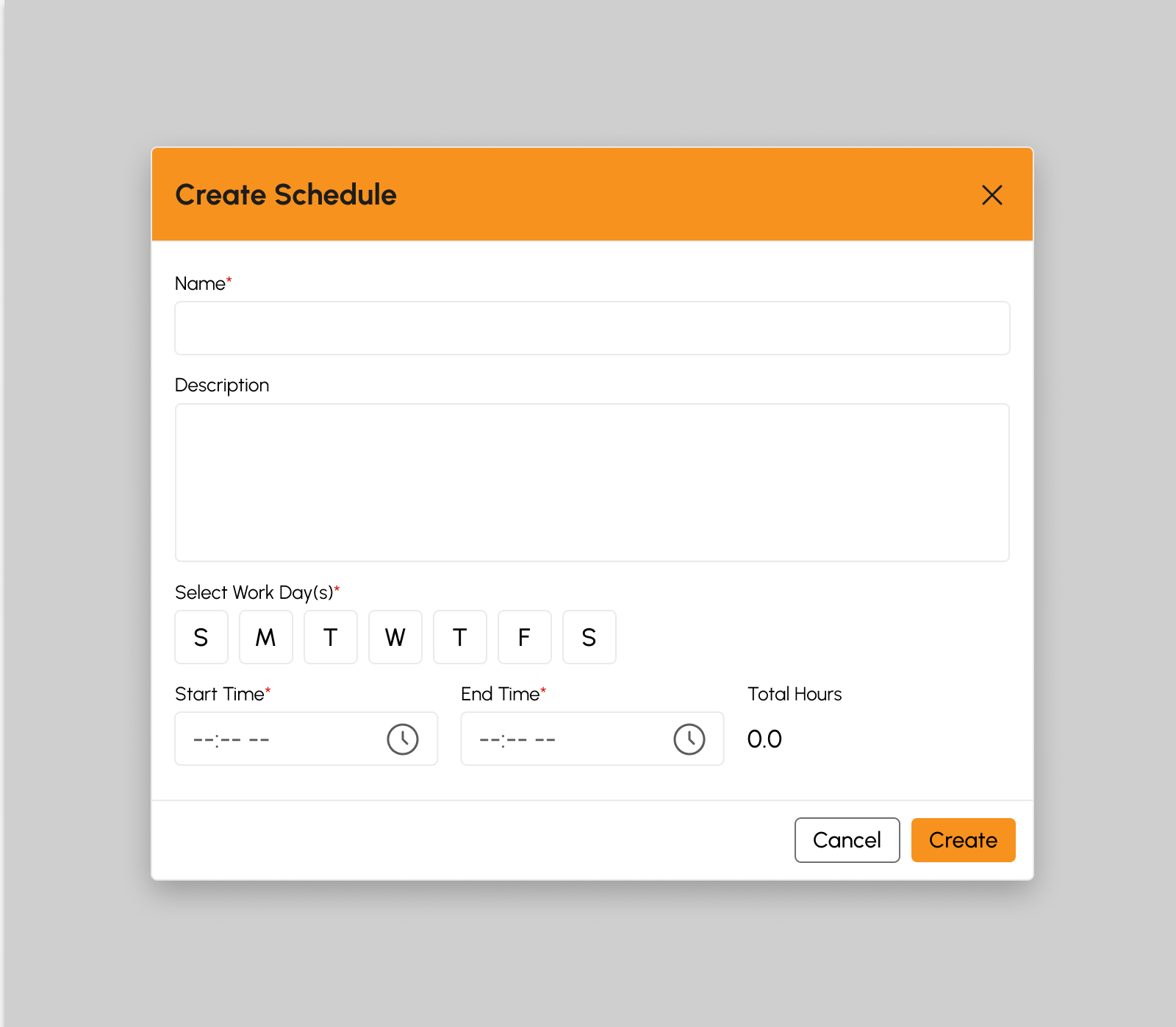 Create Employee Schedule modal