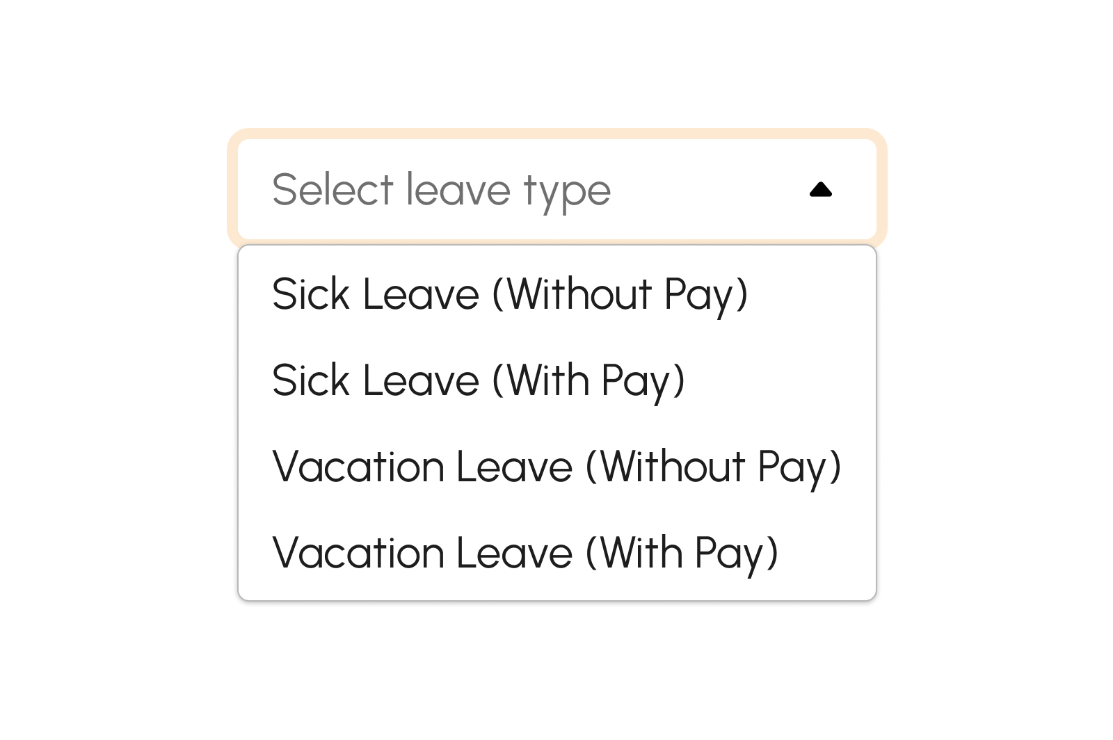 Leave Type dropdown item