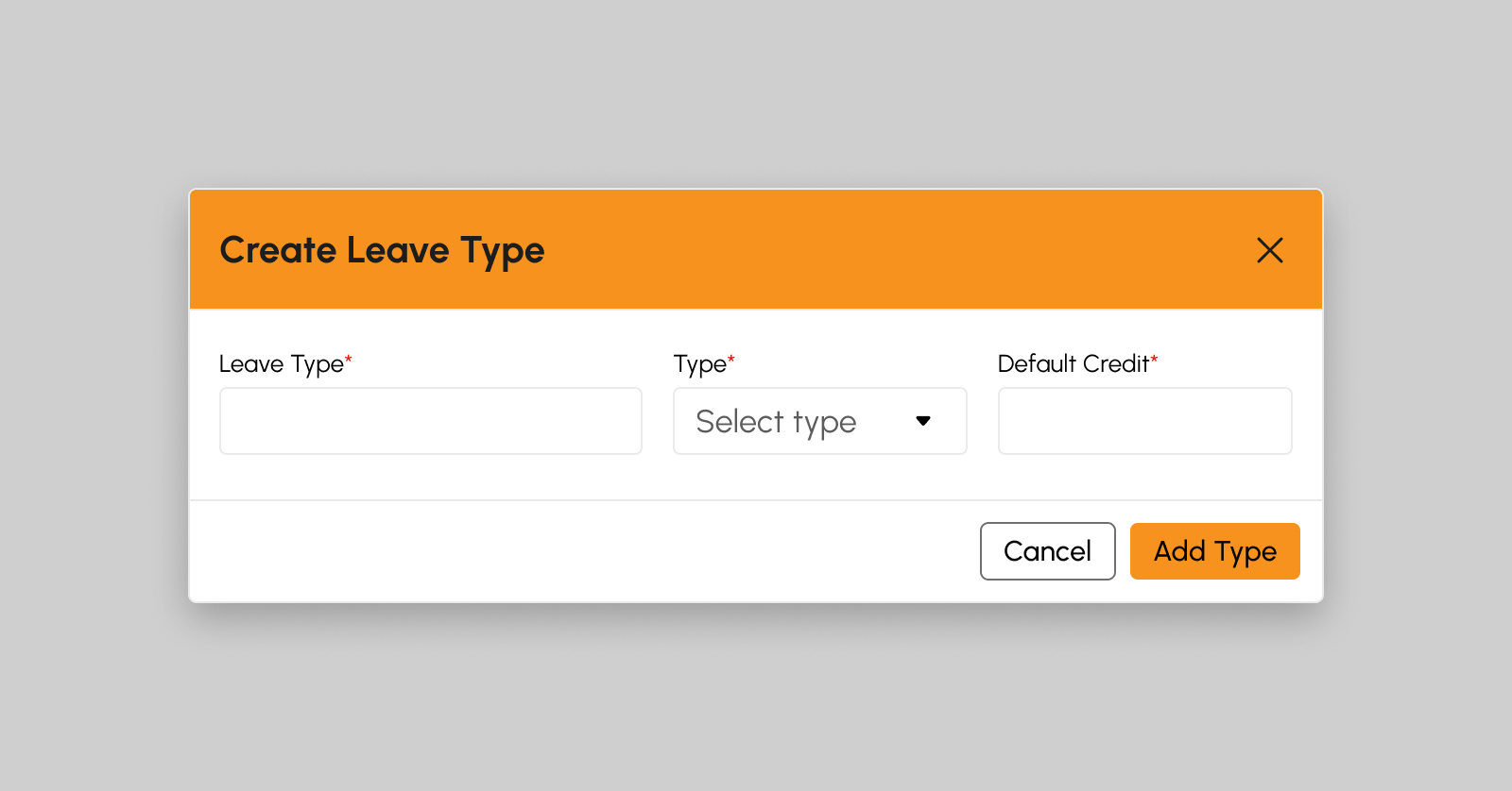 Create Leave Type modal