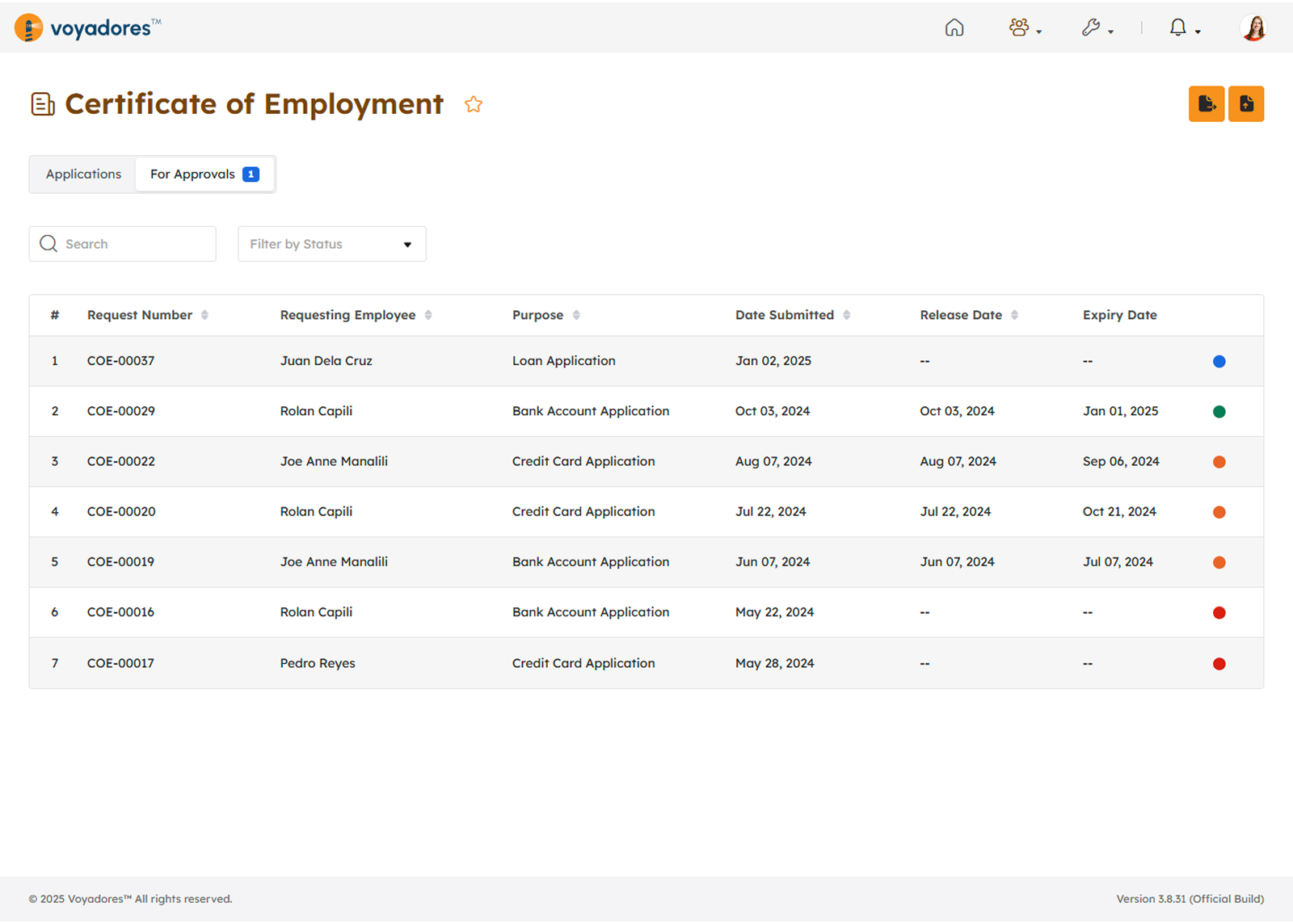Employees Schedule page