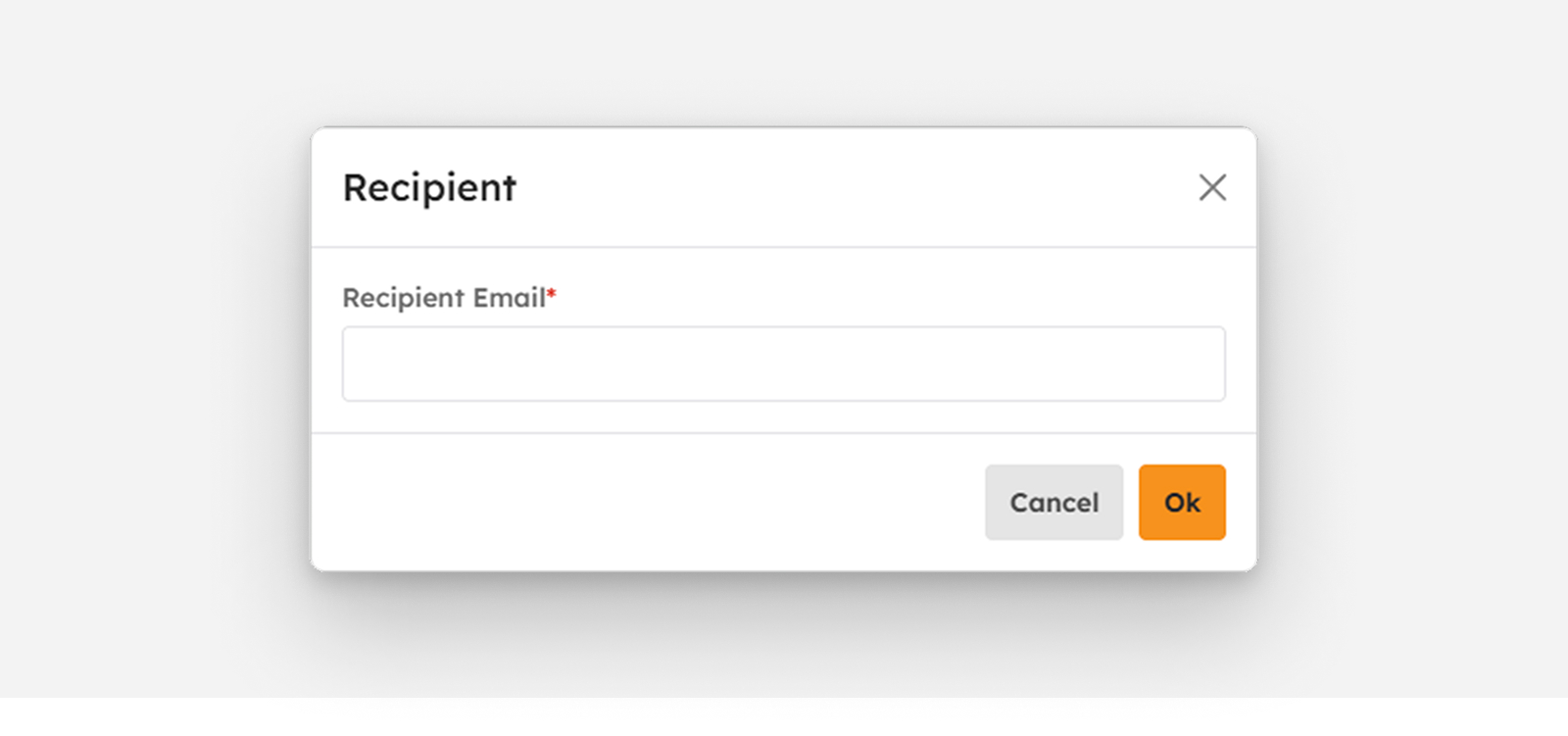 Recipient Email COE modal
