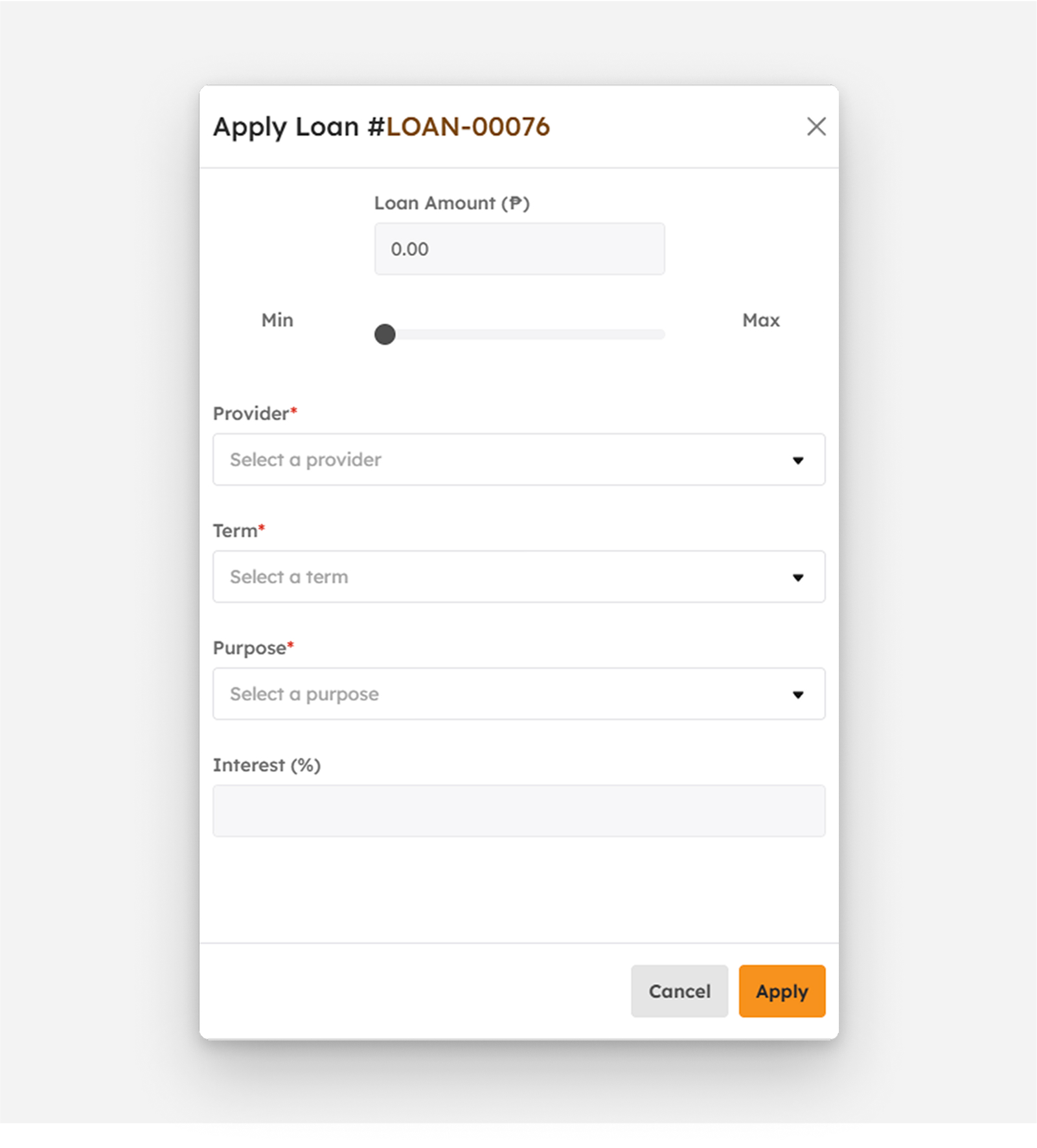 Apply Loan modal