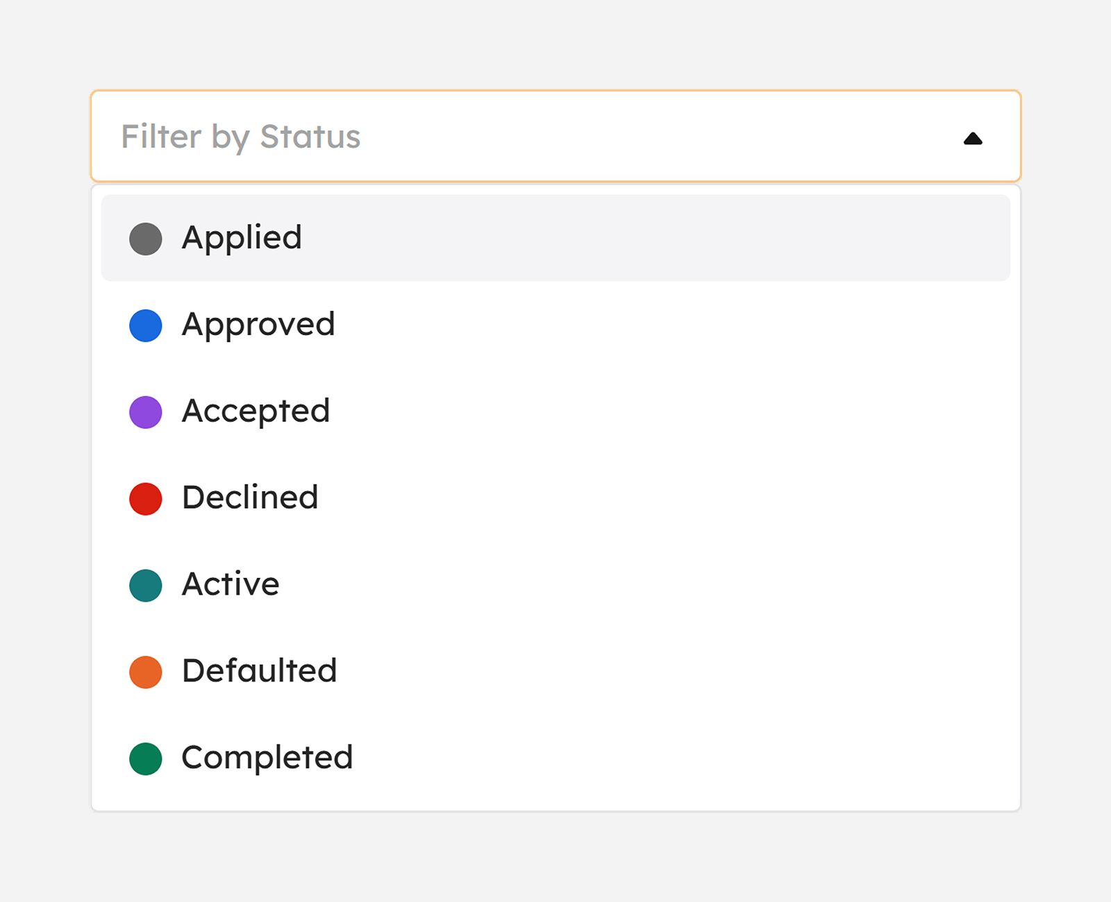 Filter loans by status