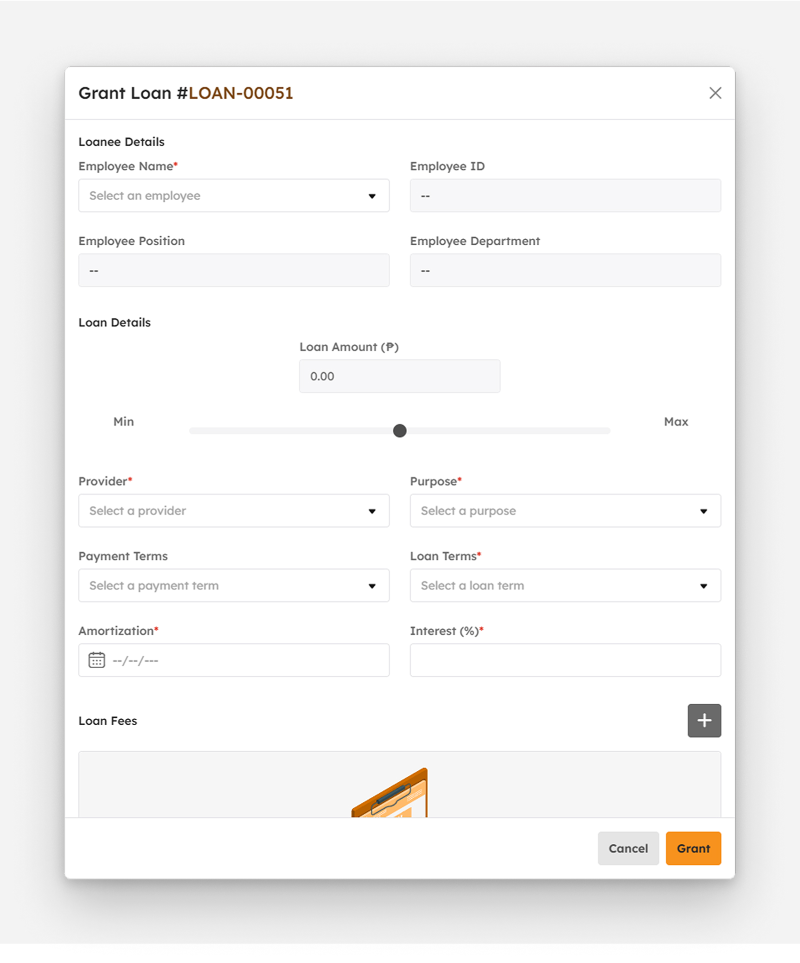 Grant Loan modal