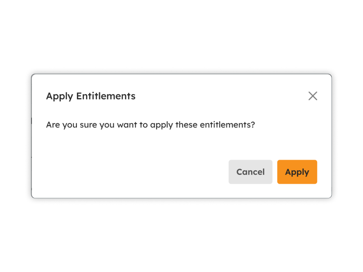 Apply Entitlement confirmation