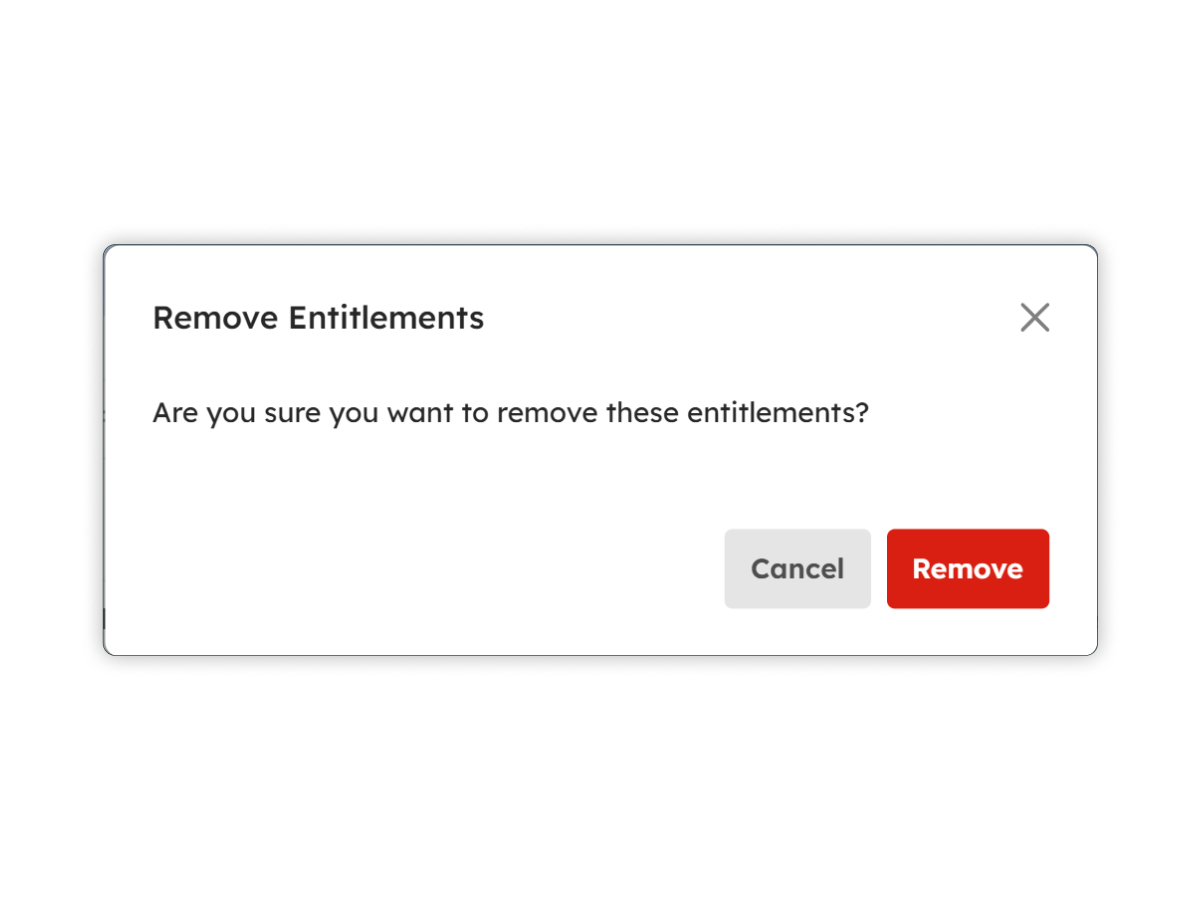 Remove Entitlement confirmation