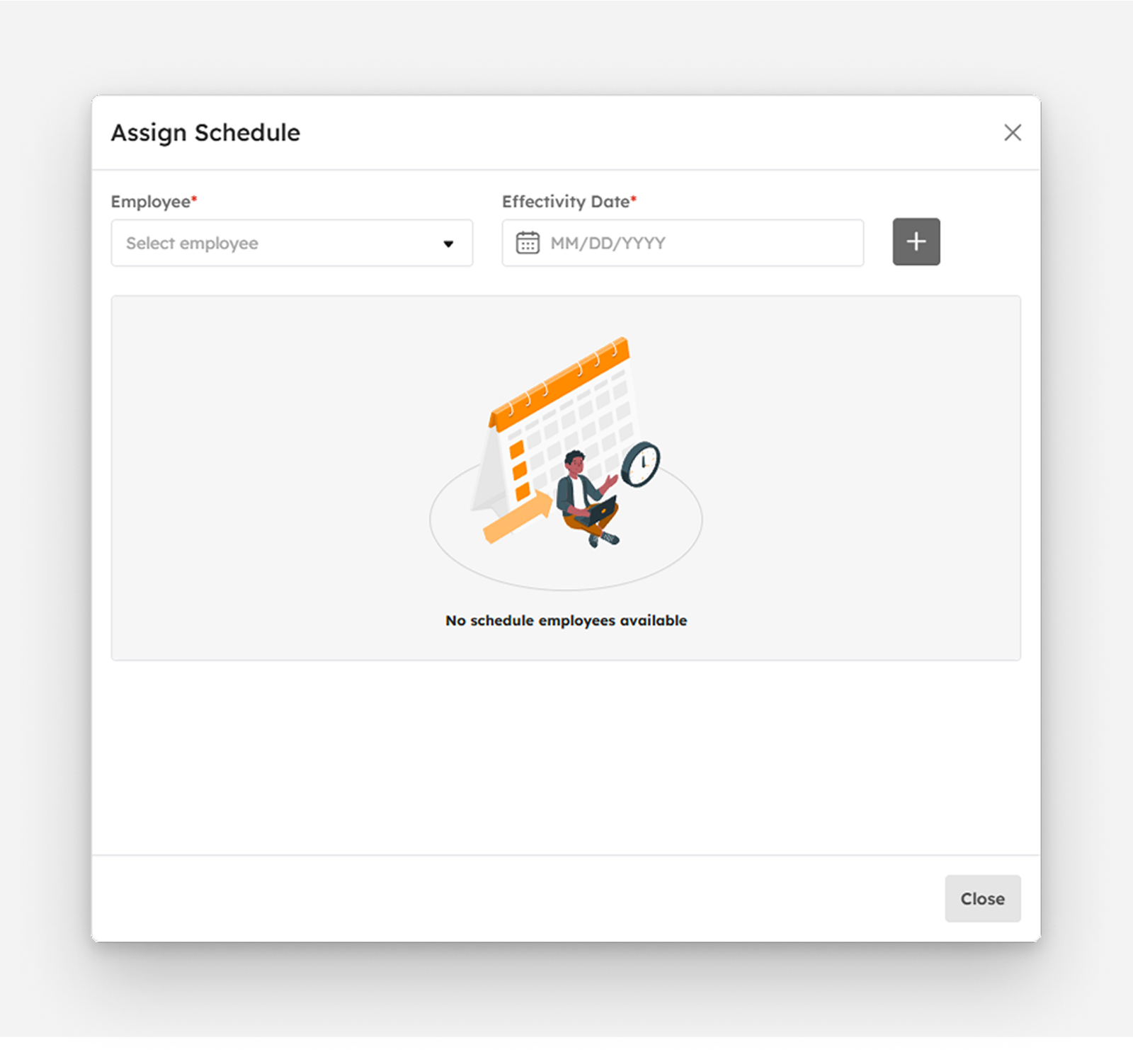 Assign Employees Schedule modal