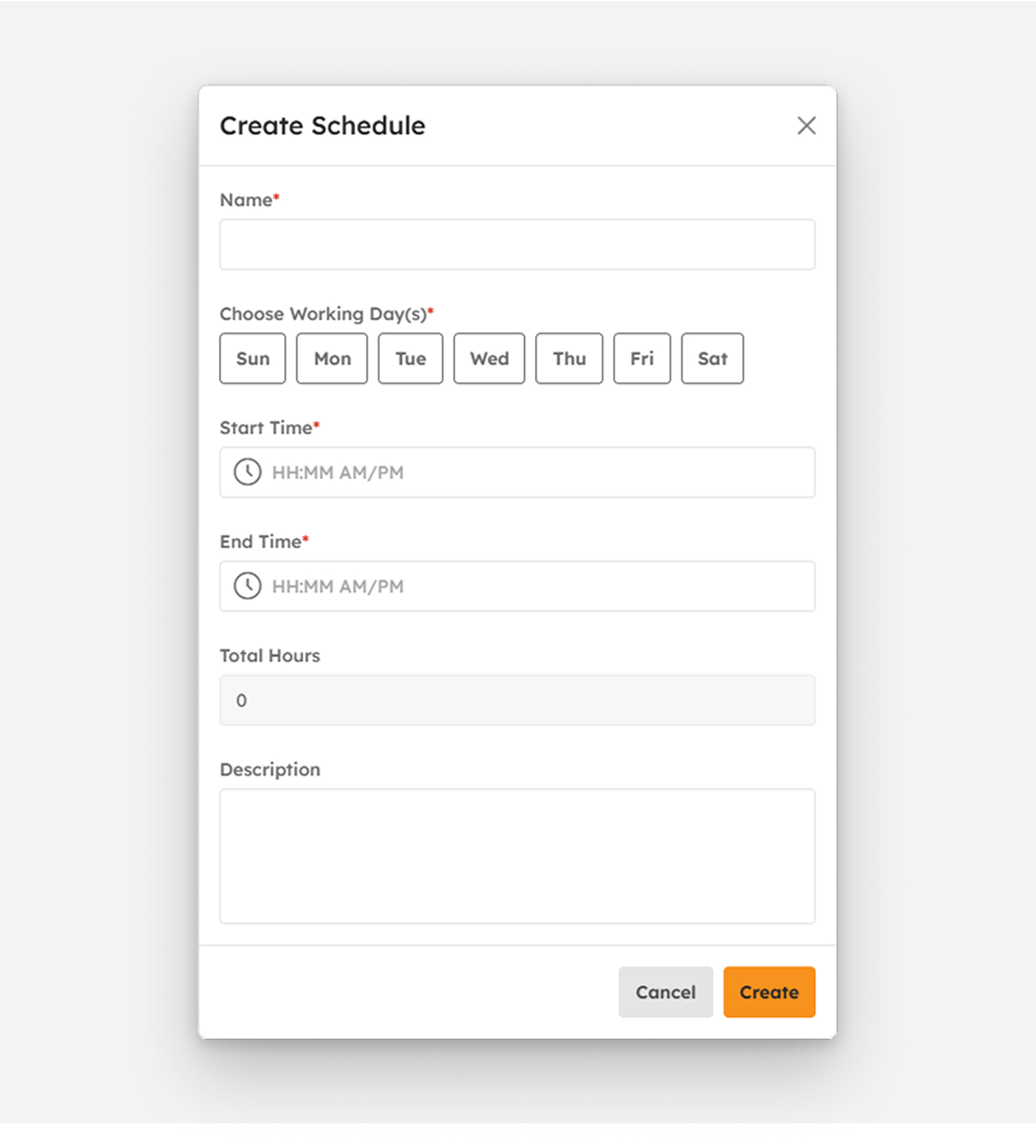 Create Employee Schedule modal