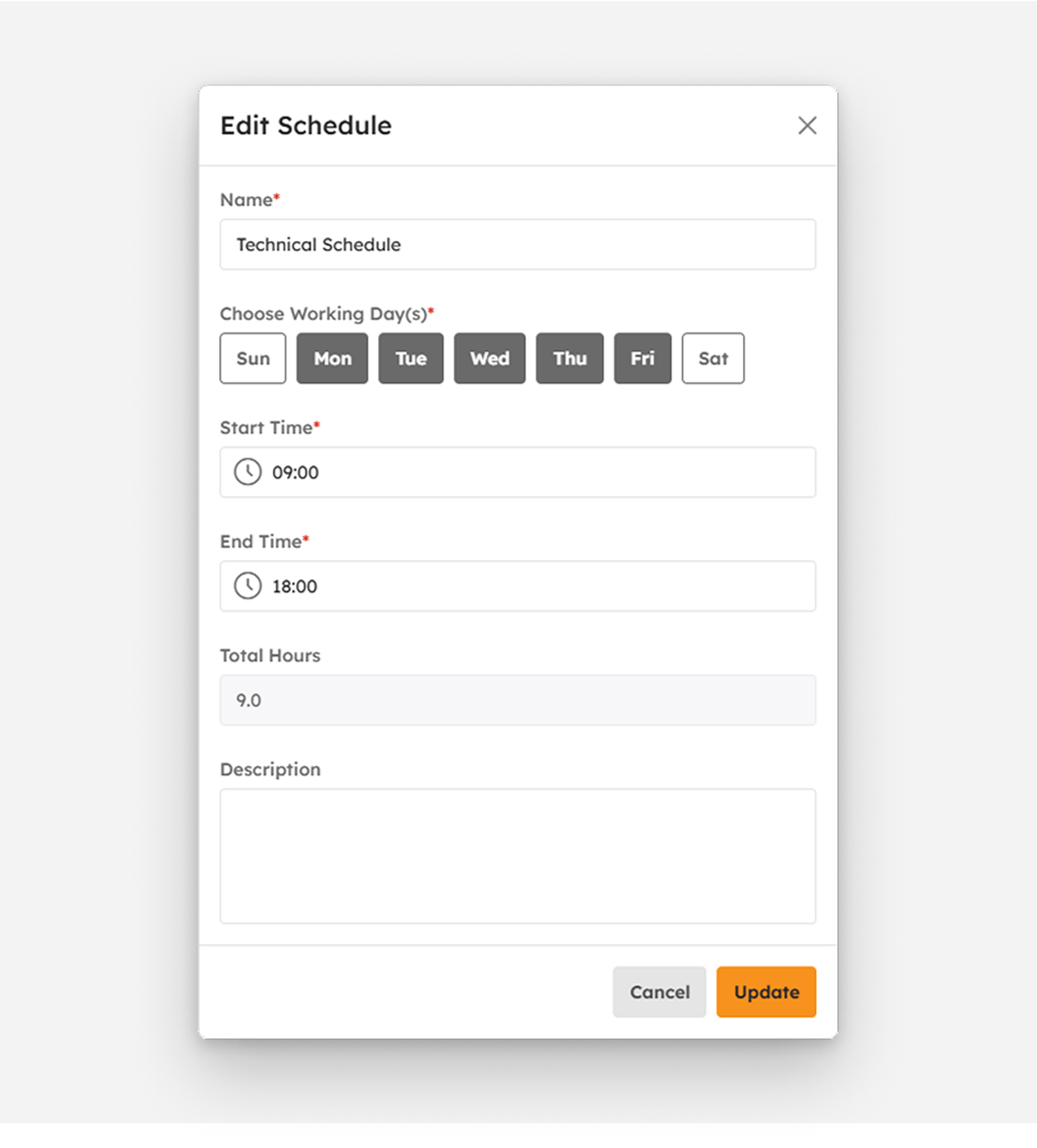 Edit Employee Schedule modal