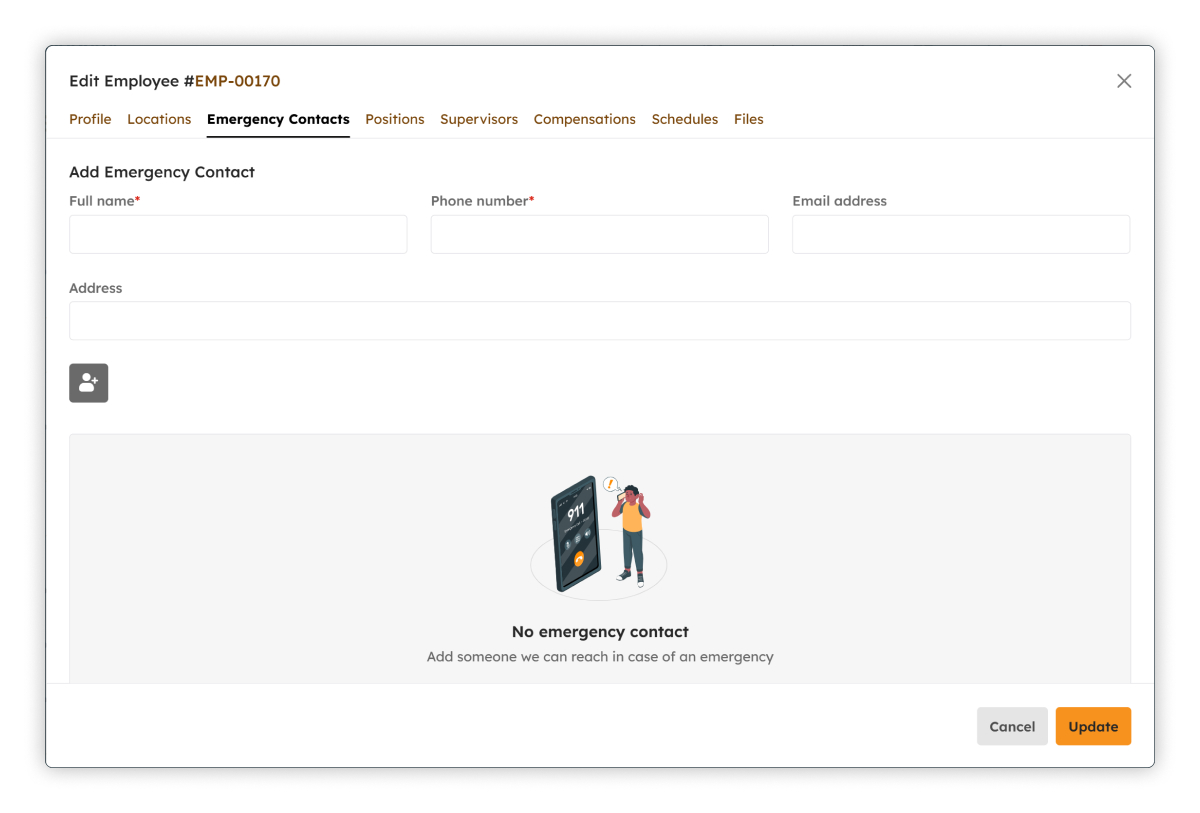 Edit Employee Contacts modal