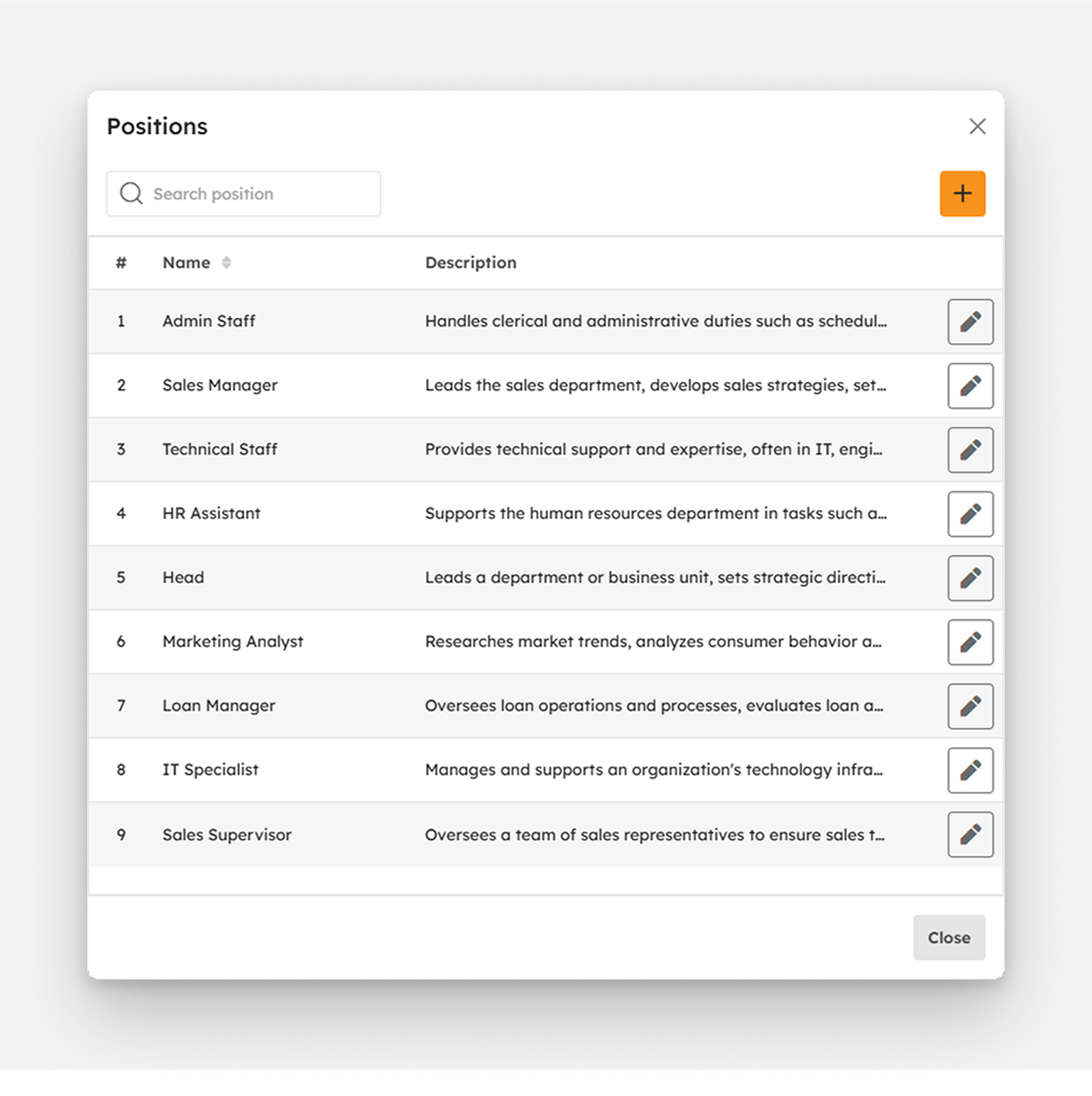 View Employee modal