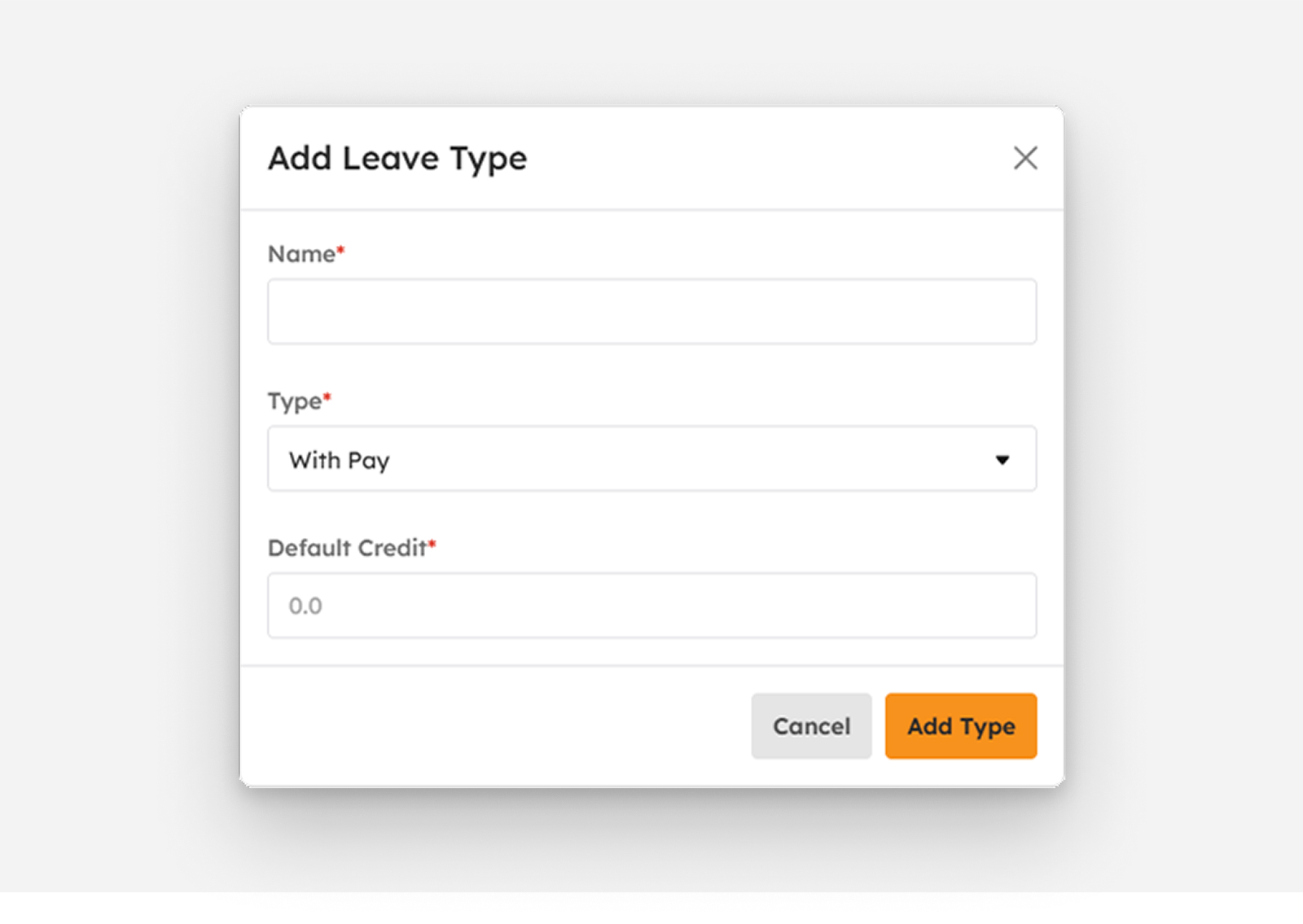 Create Leave Type modal