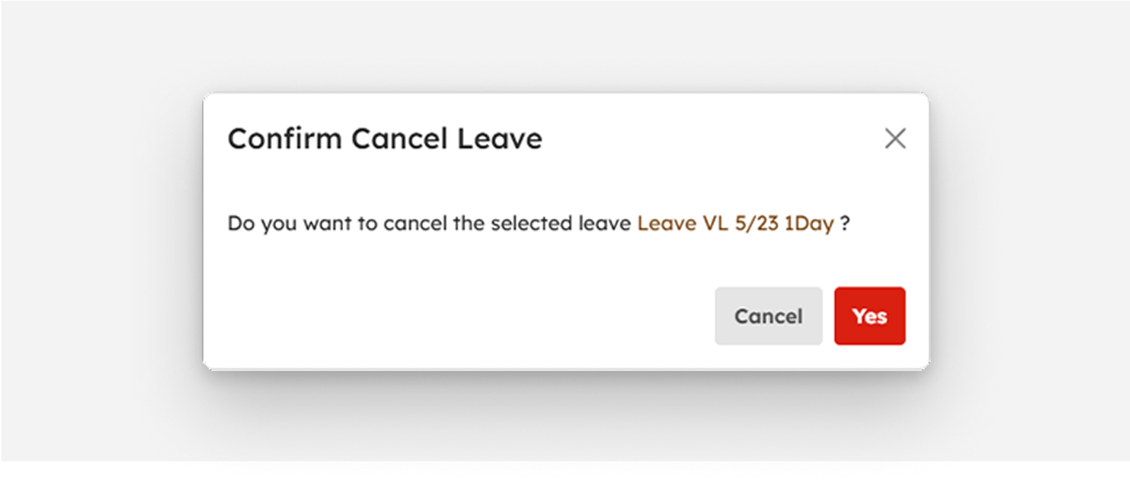 Cancel Leave modal