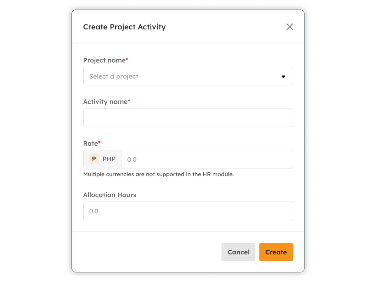 Create Project Activities