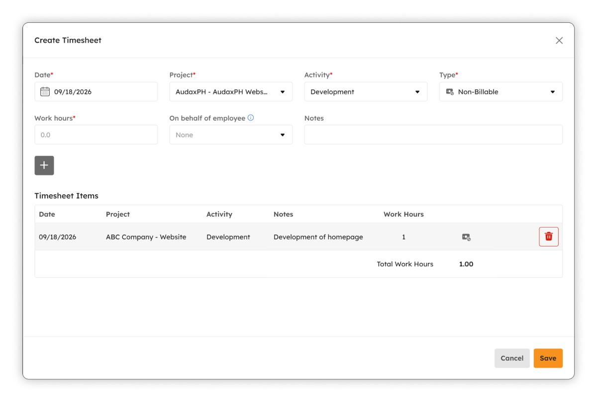 Create Timesheet