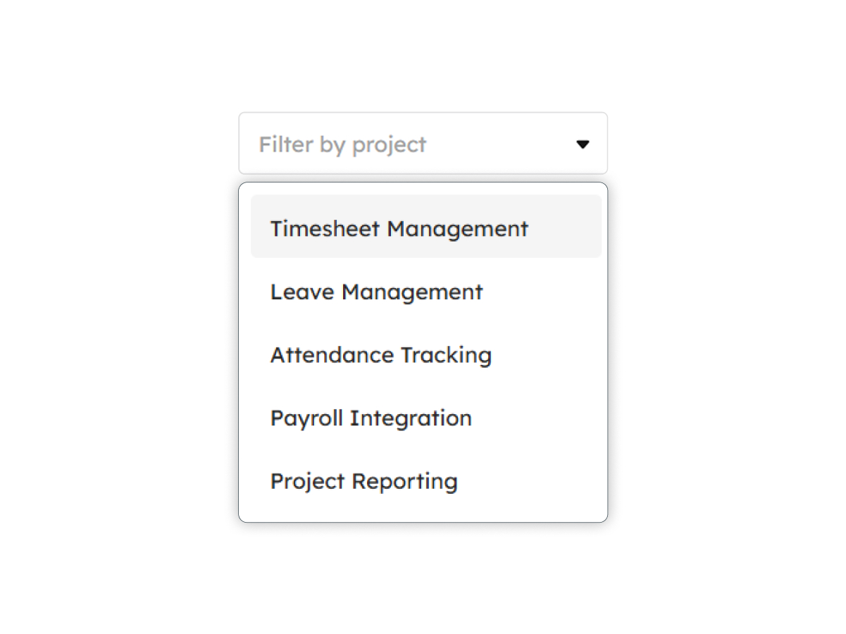 Timesheets Filter by Project