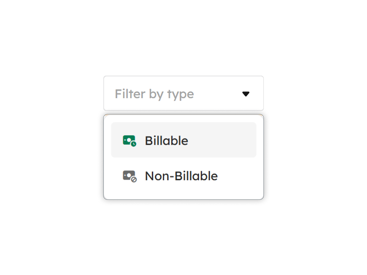 Timesheets Filter by Type