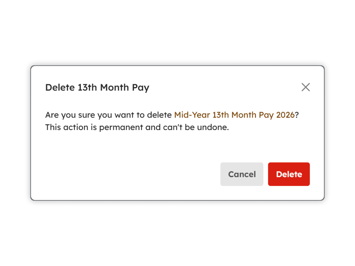 Delete 13th Month Pay modal