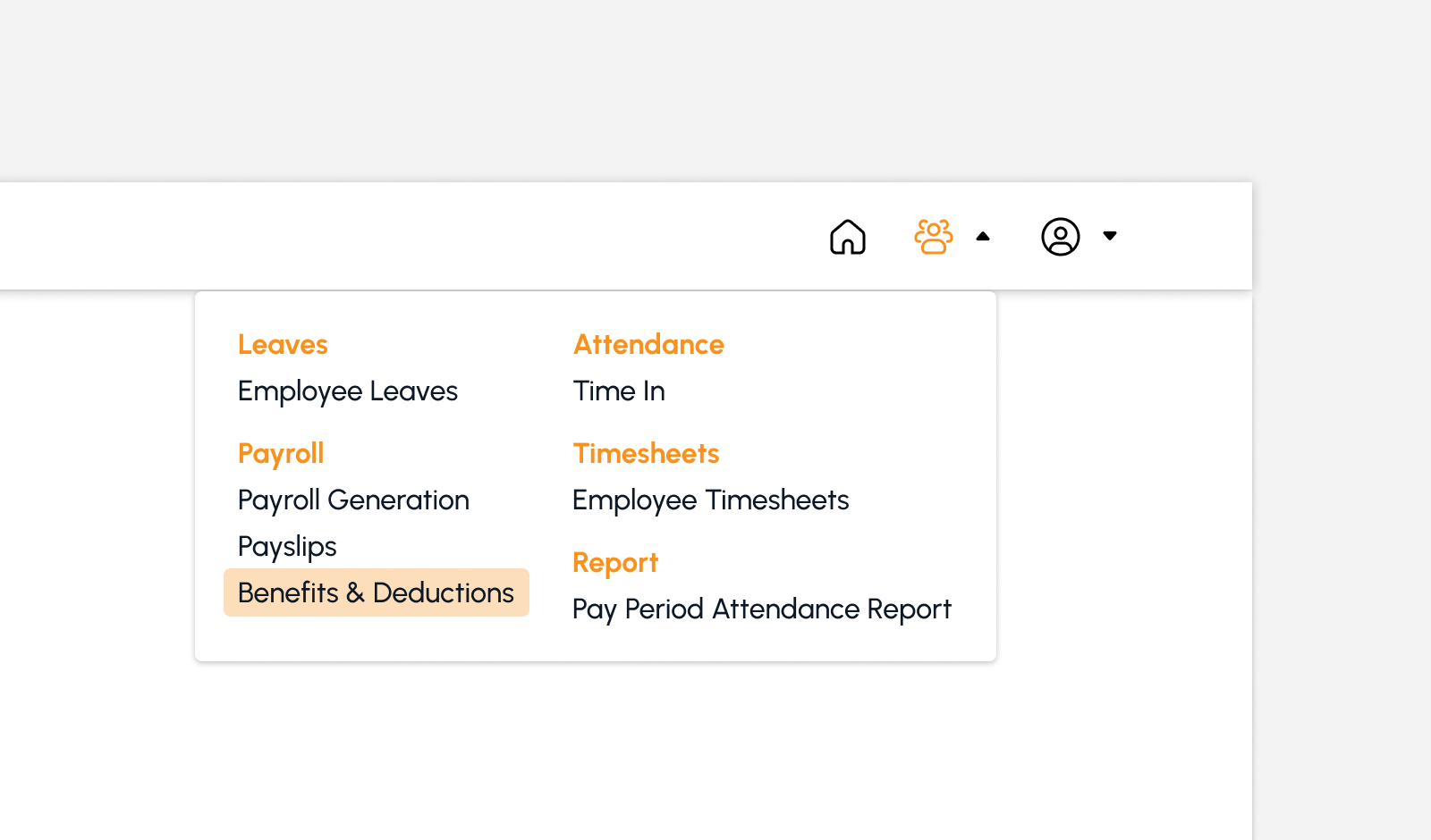 Benefits and Deductions menu item