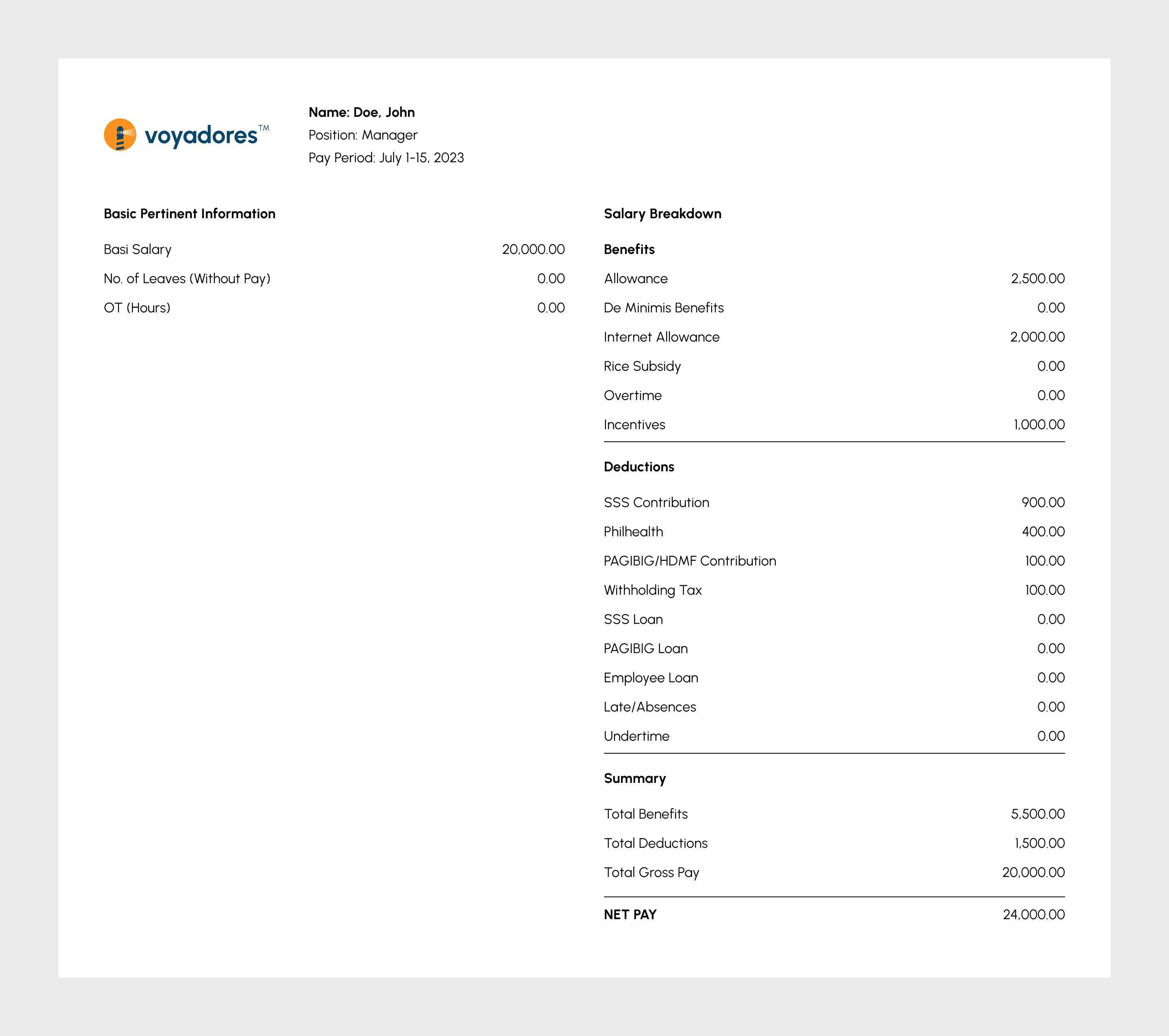 Preview Sample Payslip