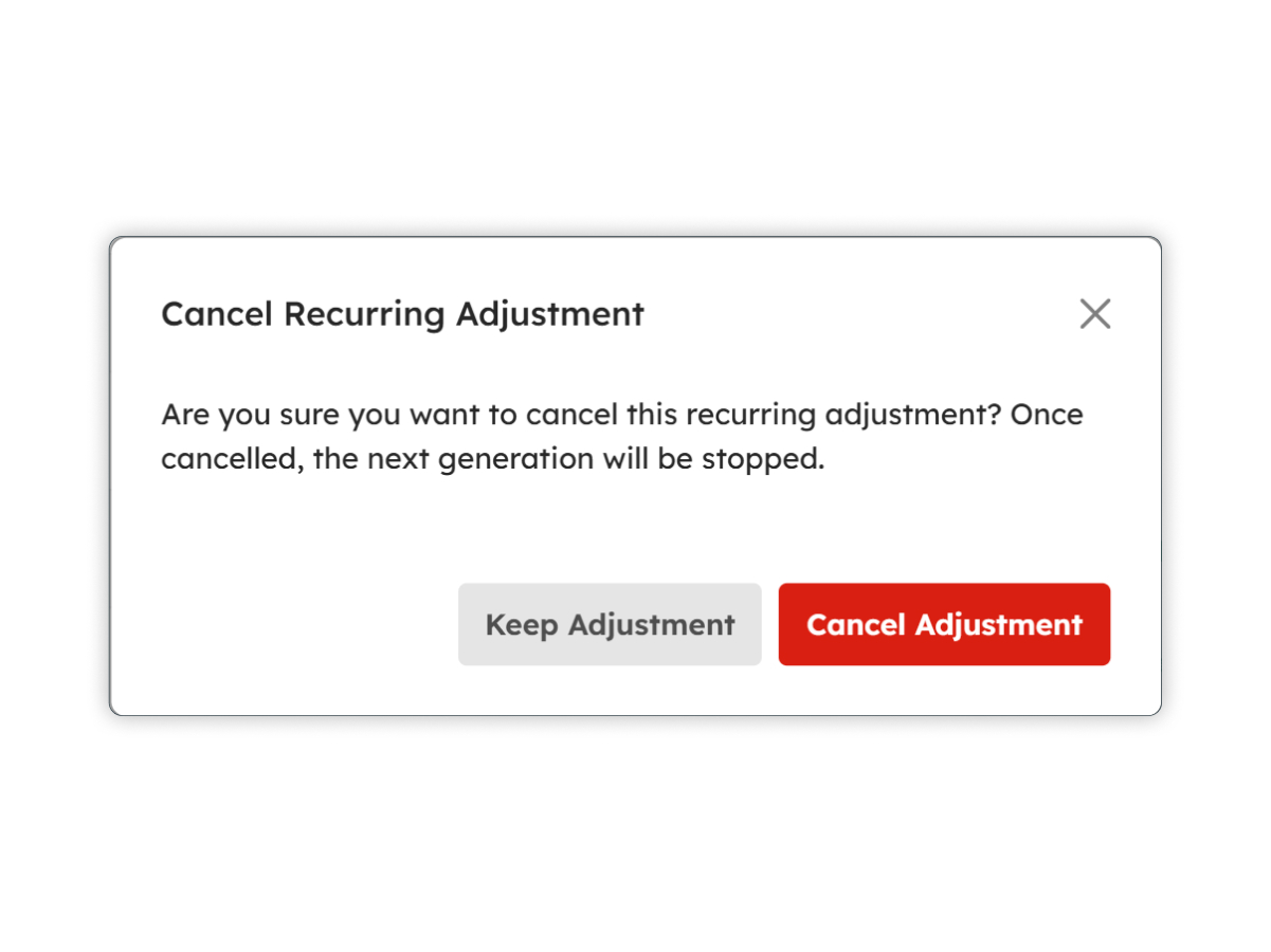 Cancel Batch Payroll Adjustment modal