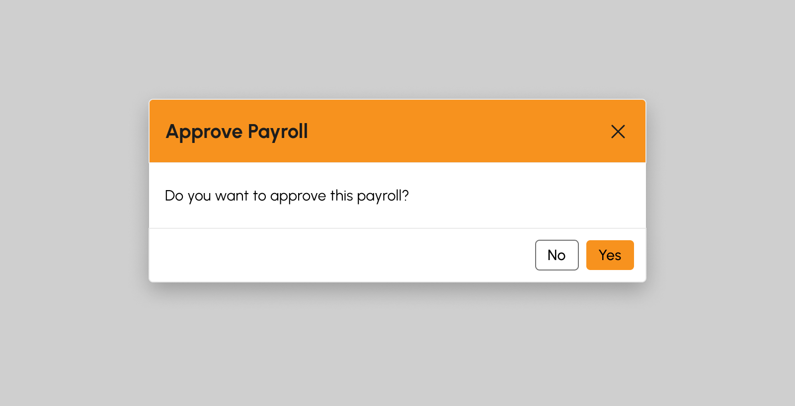 Approve Payroll modal