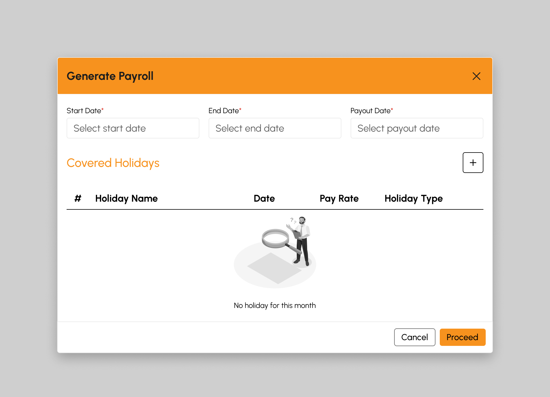 Generate Payroll modal