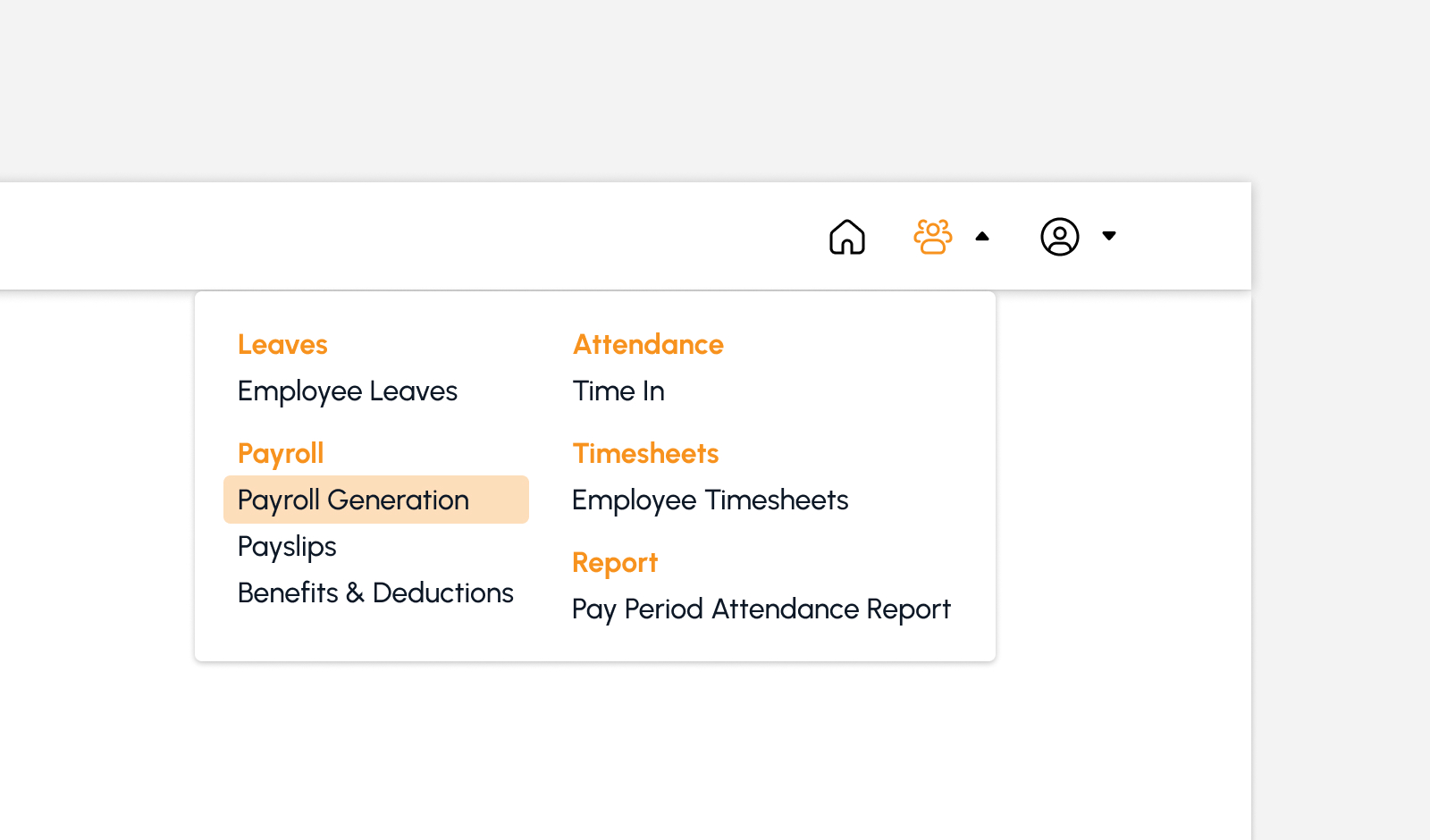 Payroll Generation menu item