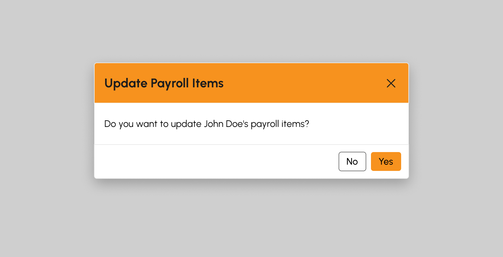 Edit Payroll Items modal