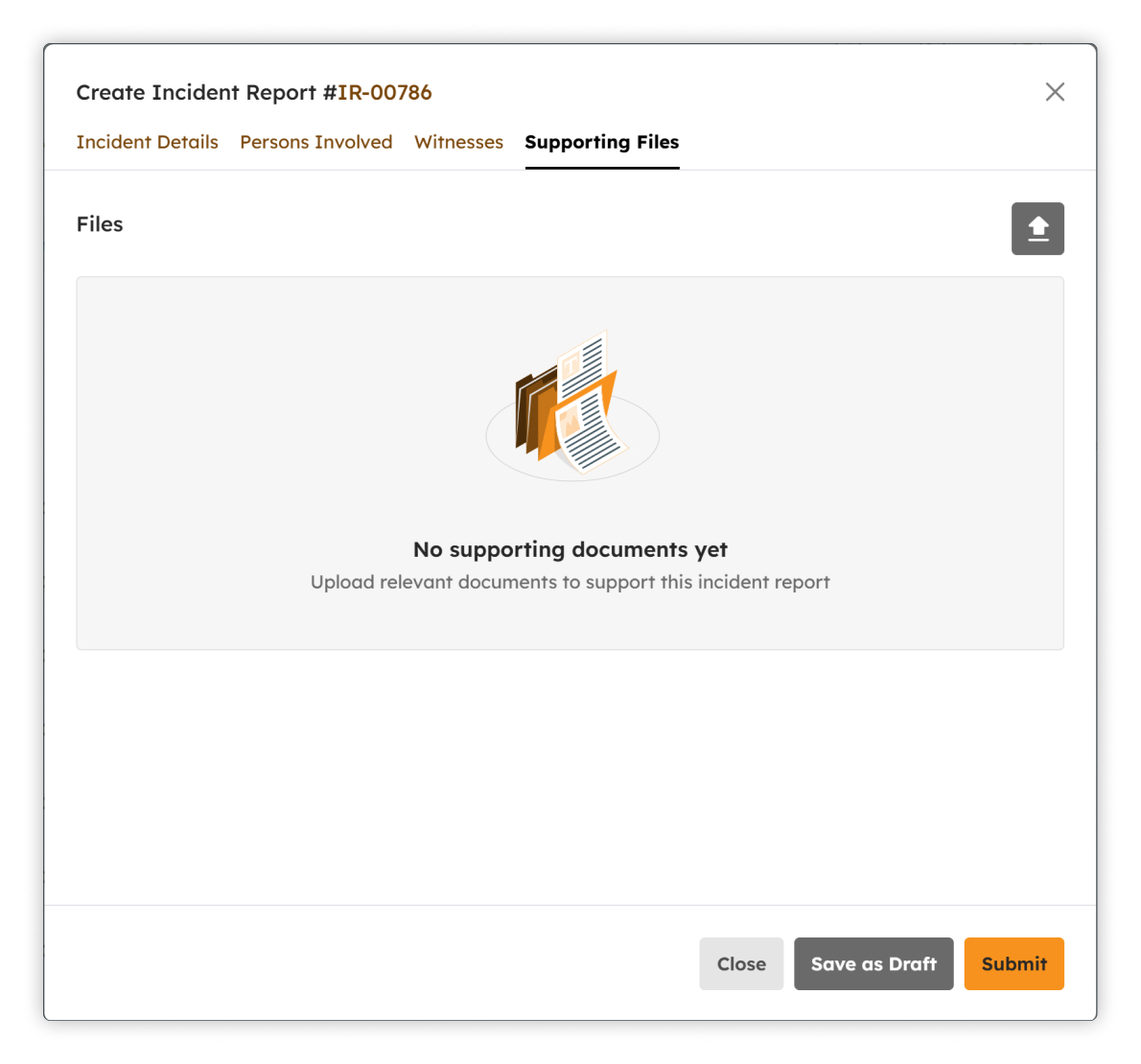 Create IR Supporting Files tab
