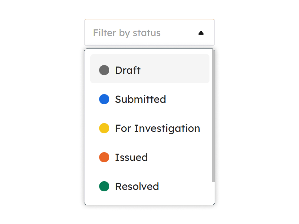 Filter by Status