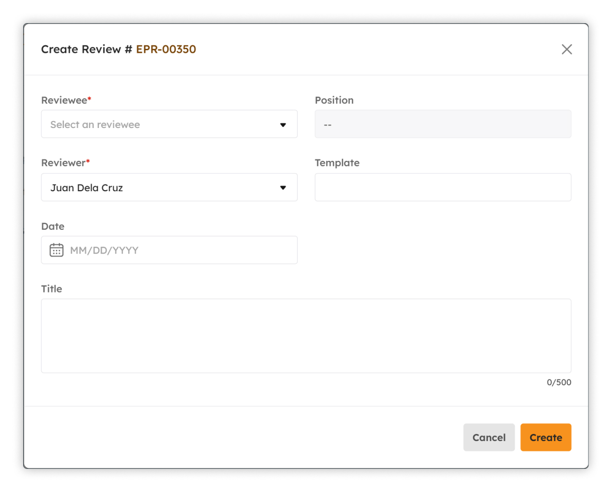 Create Review page