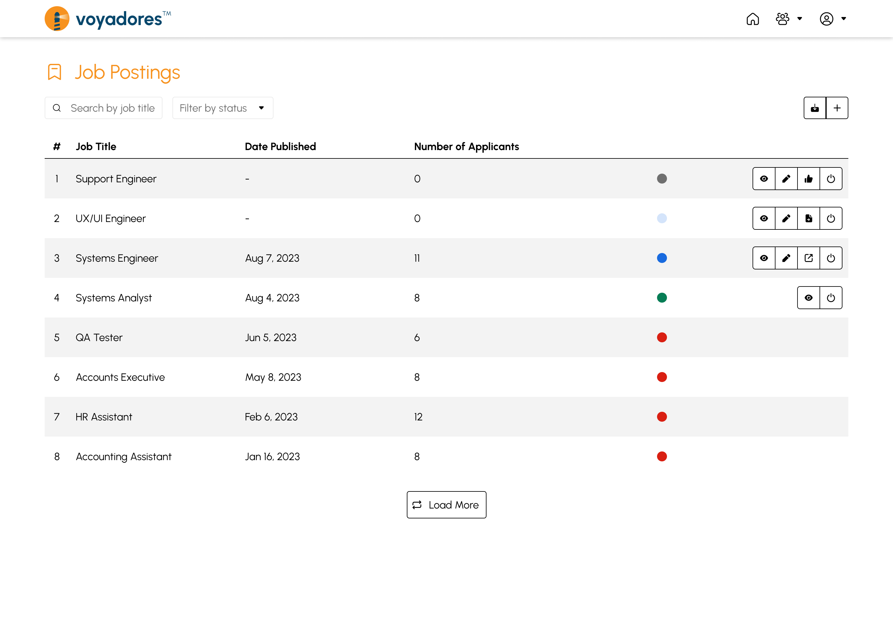 Job Postings page